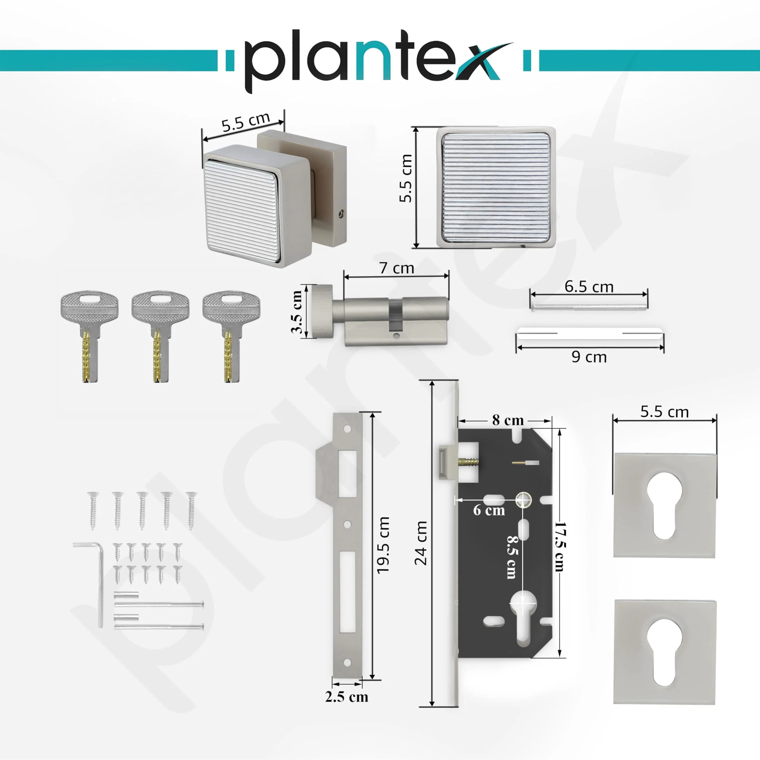 Plantex Heavy Duty Door Lock/Main Door Mortise Lock Handle/Handle Set for Home/Office/Door Accessories - (PT-011, Satin & Chrome) - Image 3