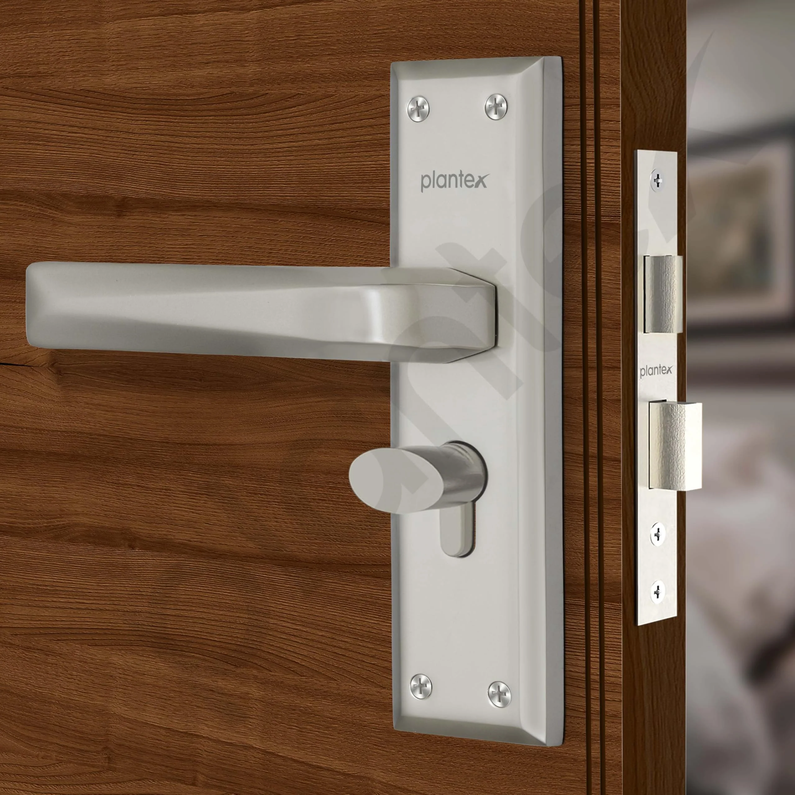 Plantex Heavy-Duty Door Lock Set - Main Door Lock Handle Set/6-Lever Lock Mechanism Mortise Lock with 3 Keys, Brass Lock Body & Cylinder (PTP-08, Satin) - Image 6