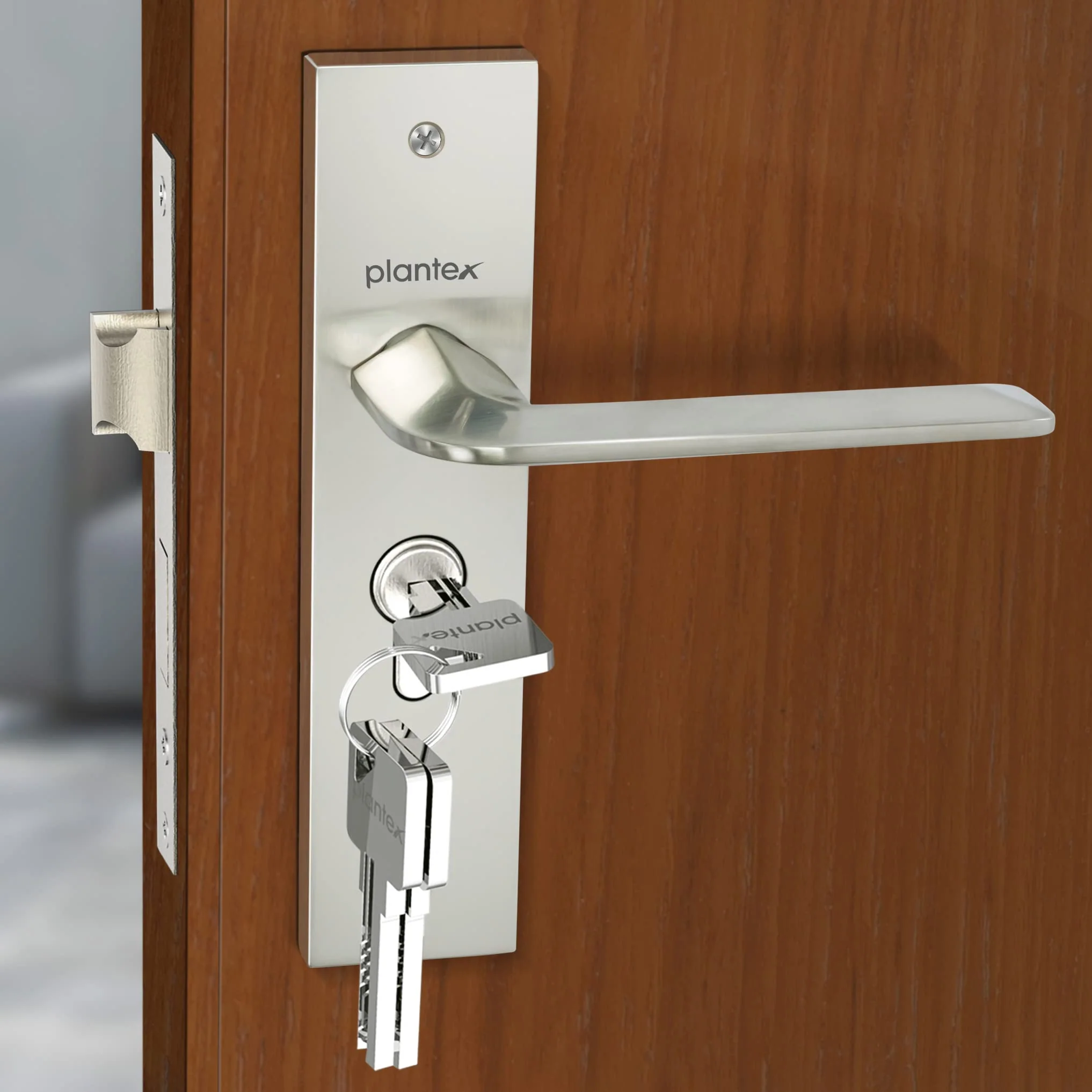 Plantex Heavy-Duty Door Lock Set - Main Door Lock Handle Set/ 6-Lever Lock Mechanism with 3 Years of Warranty/Mortise Lock with 3 Keys, Brass Lock Body & Cylinder(8105 - Matt) - Image 7