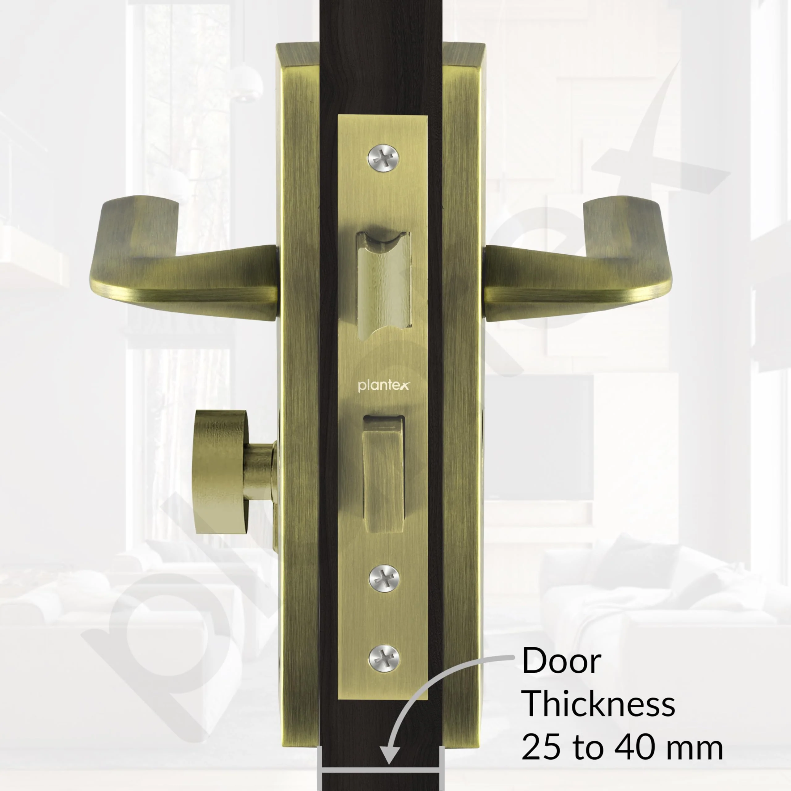 Plantex Heavy-Duty Door Lock Set - Main Door Lock Handle Set/ 6-Lever Lock Mechanism with 3 Years of Warranty/Mortise Lock with 3 Keys, Brass Lockbody & Cylinder (8105 -Brass Antique) - Image 5