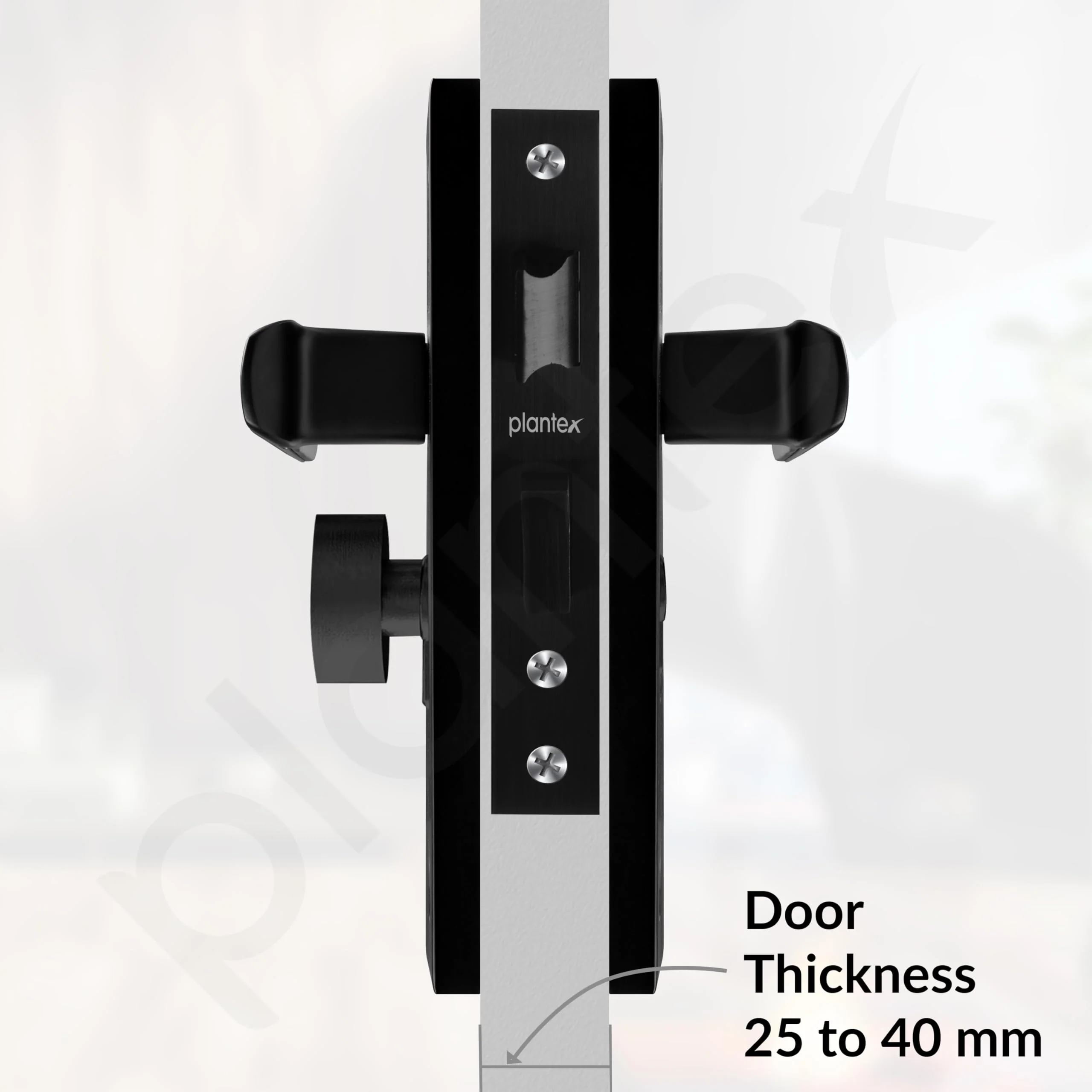 Plantex Heavy-Duty Door Lock Set - Main Door Lock Handle Set/Mortise Lock with 3 Keys, Brass Lock Body & Cylinder (8127 - Z Black & DC Black) - Image 5