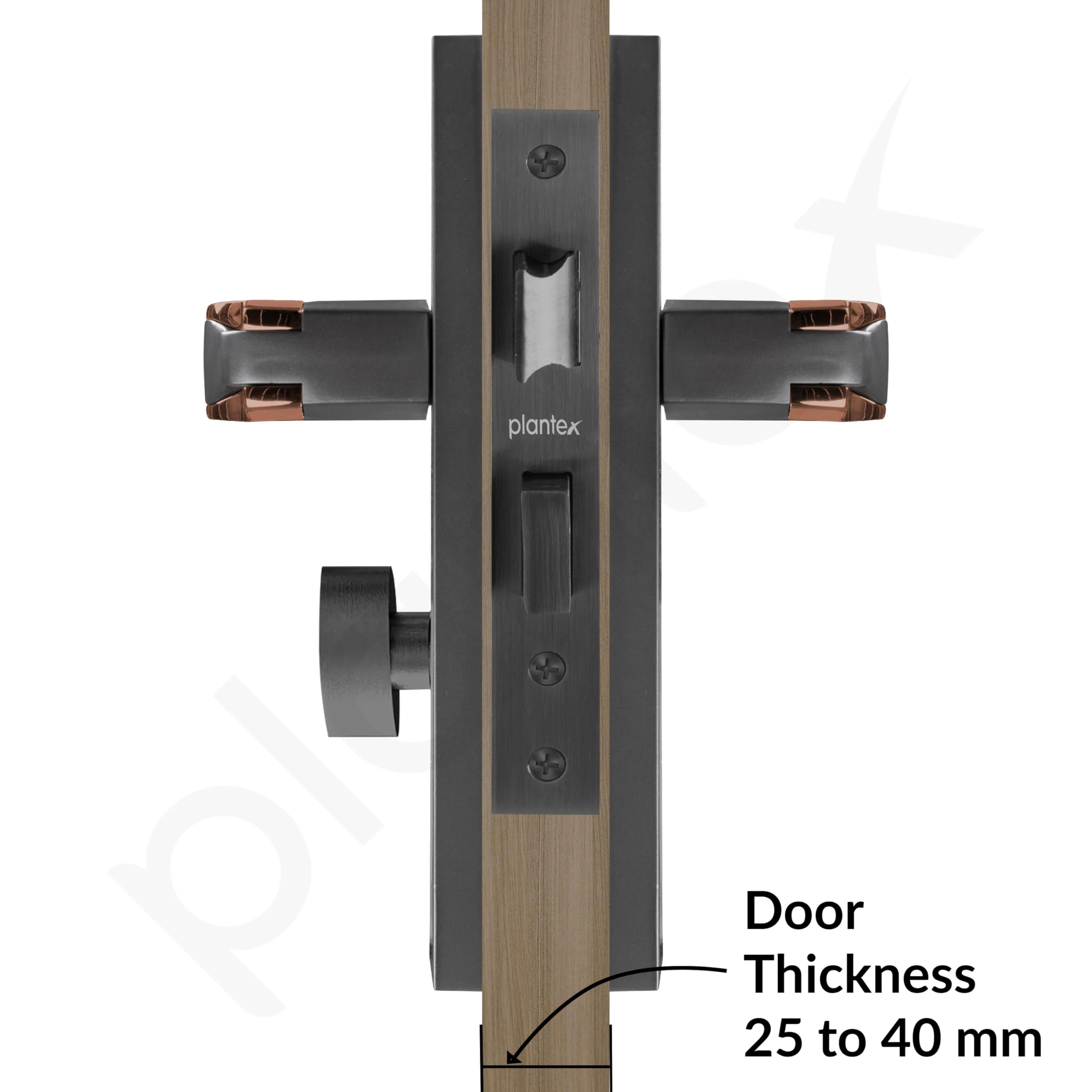 Plantex Heavy Duty Door Lock Set - Main Door Lock Handle Set/Mortise Locks with 3 Keys, Brass Body & Cylinder (8064 - Grey & PVD Choco) - Image 5
