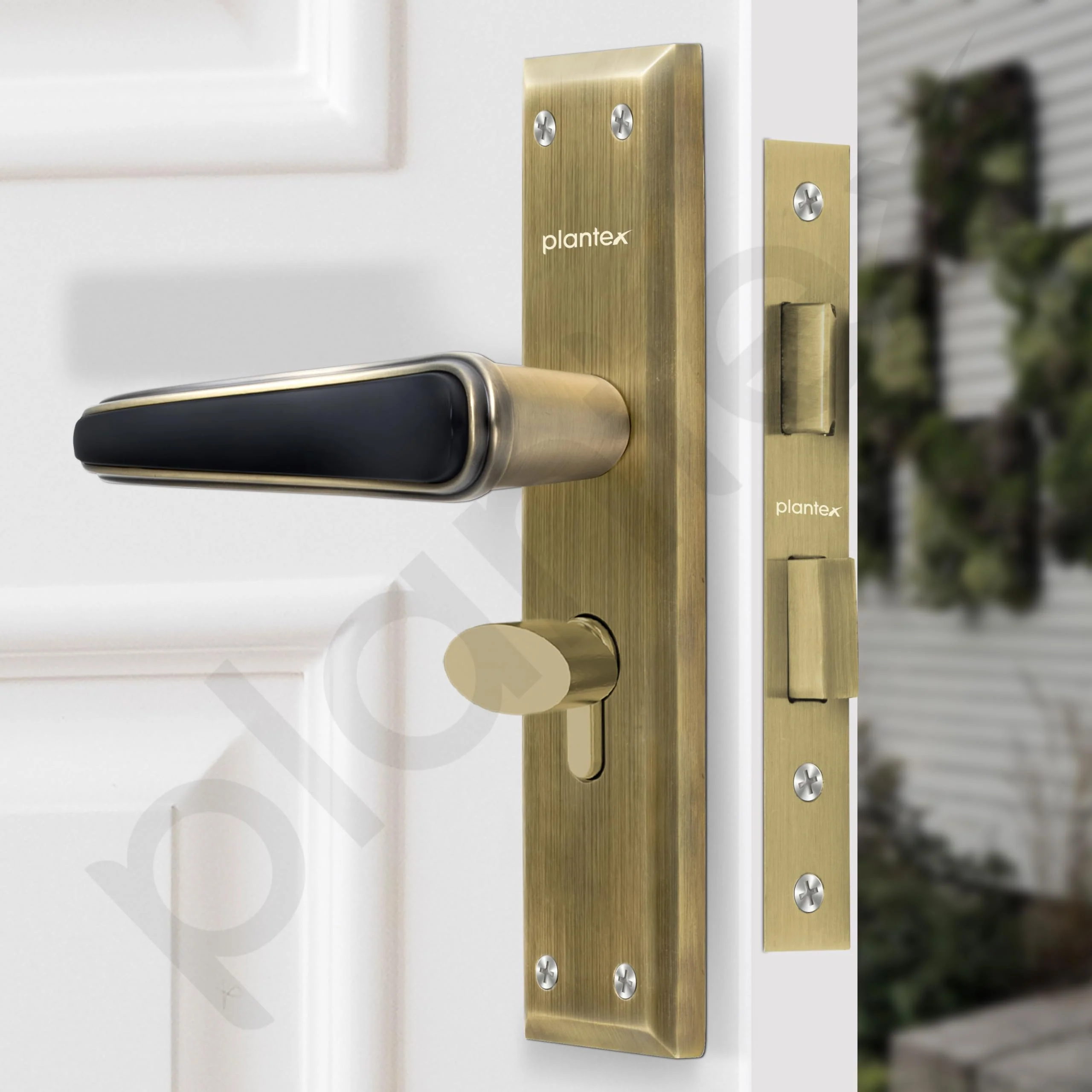 Plantex Heavy-Duty Door Lock Set - Main Door Lock Plate Handle Set/6-Lever Mechanism Mortise Locks with 3 Keys/Brass Locks Body & Cylinder (PTP-09- Brass Antique & Black) - Image 4