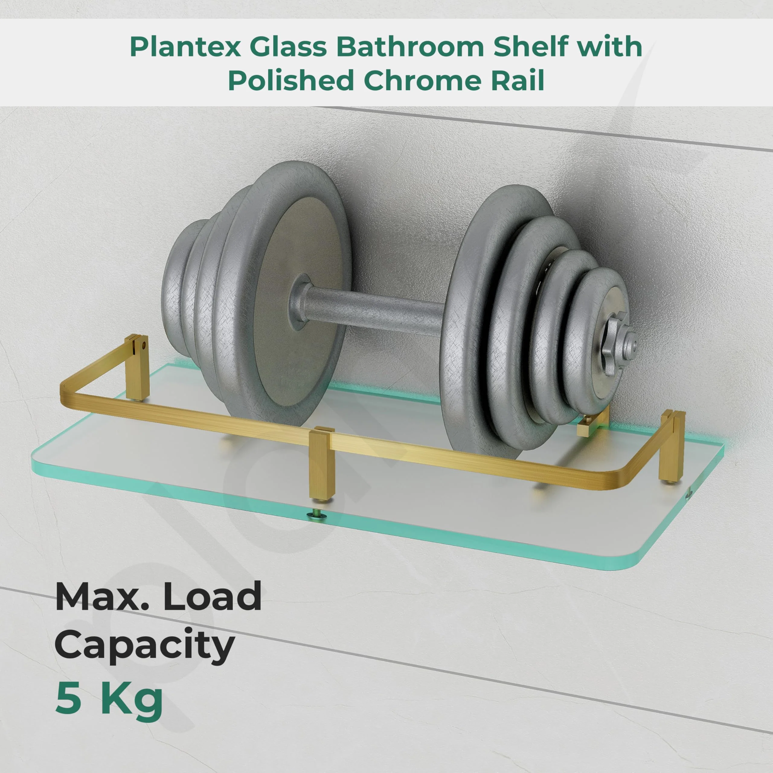 Plantex Heavy Duty Glass Shelf for Bathroom/Kitchen Storage Shelf Wall Mounted/Living Room Frosted Glass Shelf, (Brass Antique Finish - 12x6 Inches - Pack of 3) - Image 6