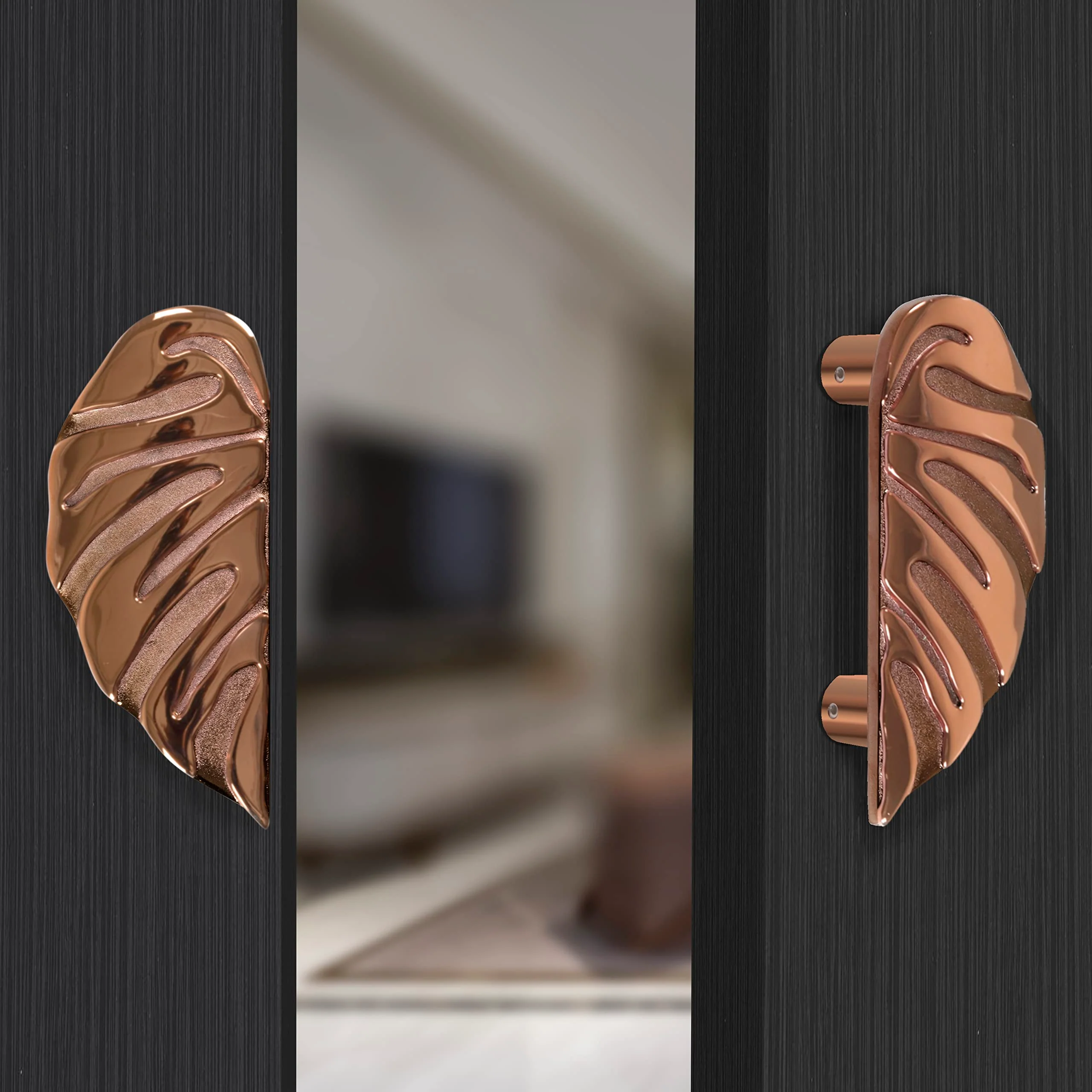 Plantex Heavy Duty Main Door Handle/6-Inches Leaf Shape Door Pull Handle For Main Door/Pull Push Door Handle Set (295-Rose Gold Finish) - Image 7