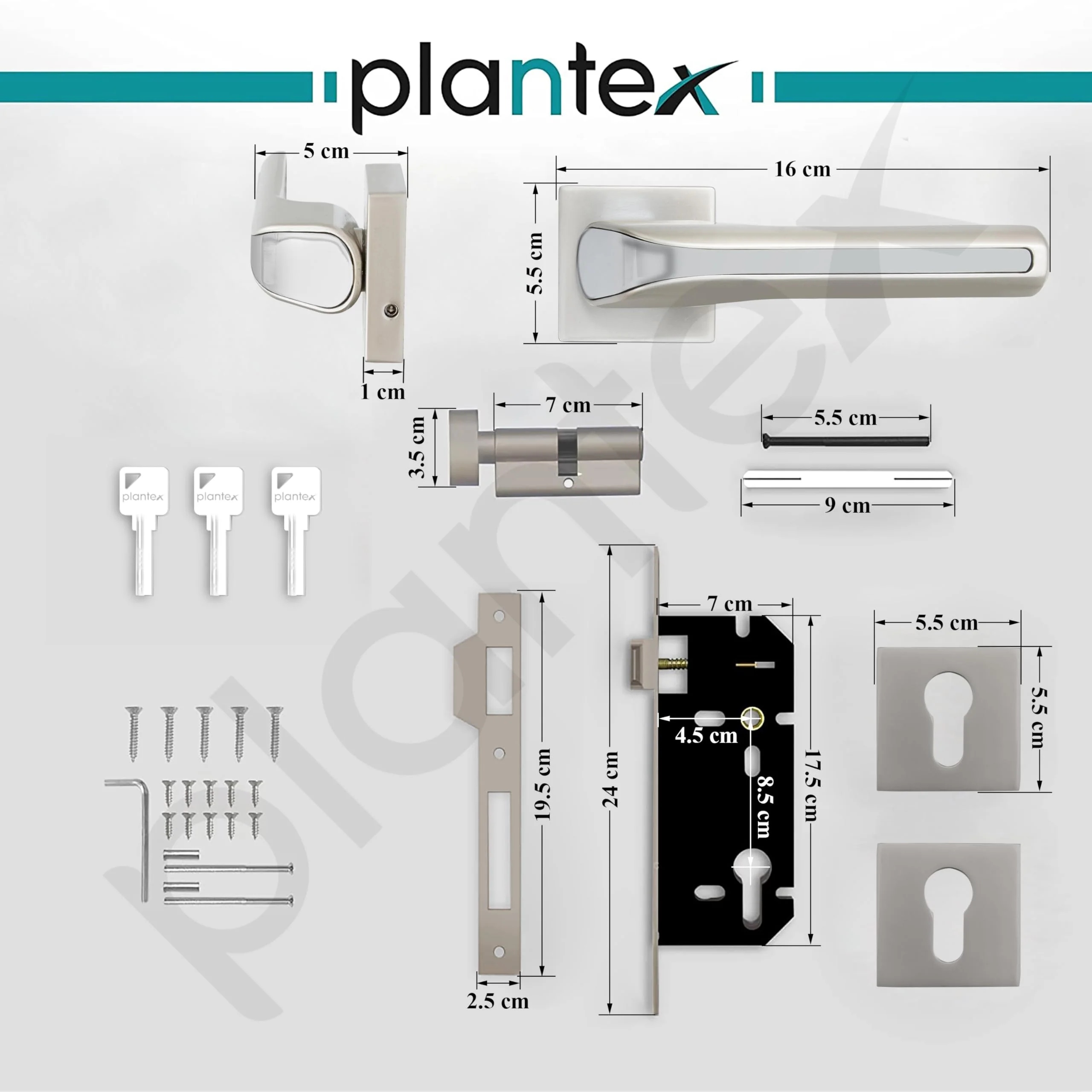 Plantex Heavy-Duty Door Lock – Main Door Lock Set with 3 Keys/Mortise Door Locks for Home/Office/Hotel – (7072-Satin White & Chrome) - Image 3