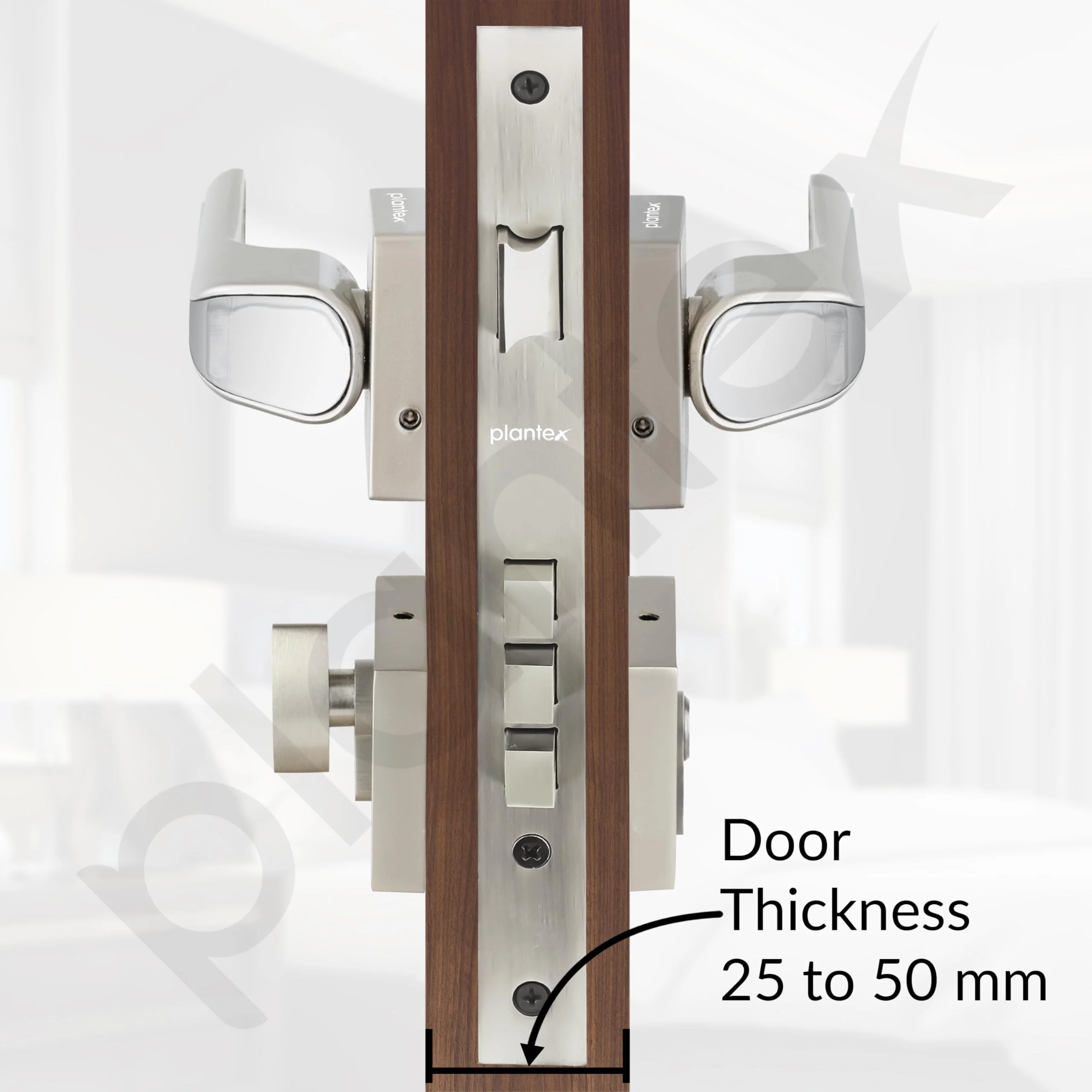 Plantex Heavy-Duty Door Lock – Main Door Lock Set with 3 Keys/Mortise Door Locks for Home/Office/Hotel – (7072-Satin White & Chrome) - Image 5
