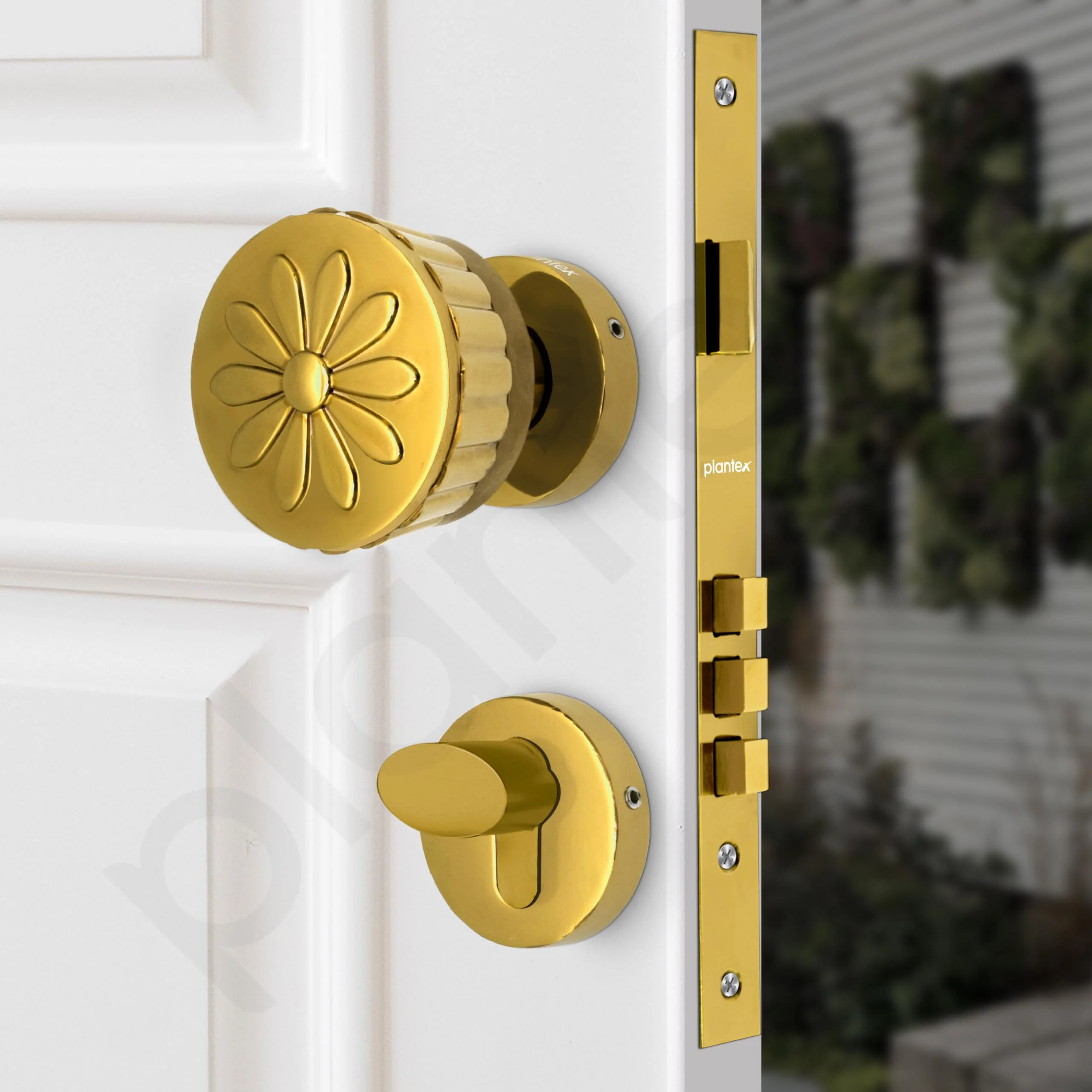 Plantex Heavy Duty Door Lock/Main Door Mortise Lock Handle/Handle Set for Home/Office/Door Accessories (Gold) - Image 4