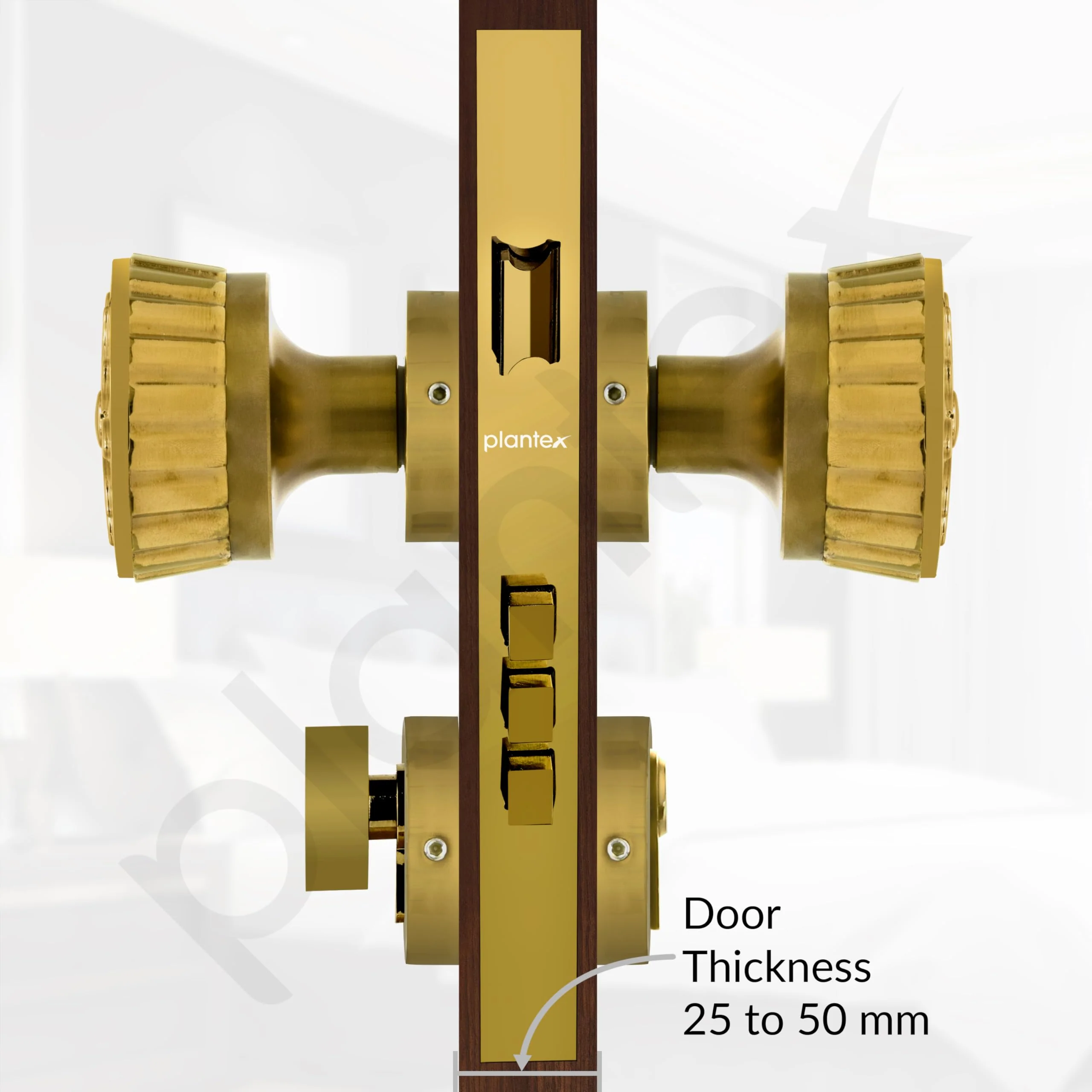 Plantex Heavy Duty Door Lock/Main Door Mortise Lock Handle/Handle Set for Home/Office/Door Accessories (Gold) - Image 5