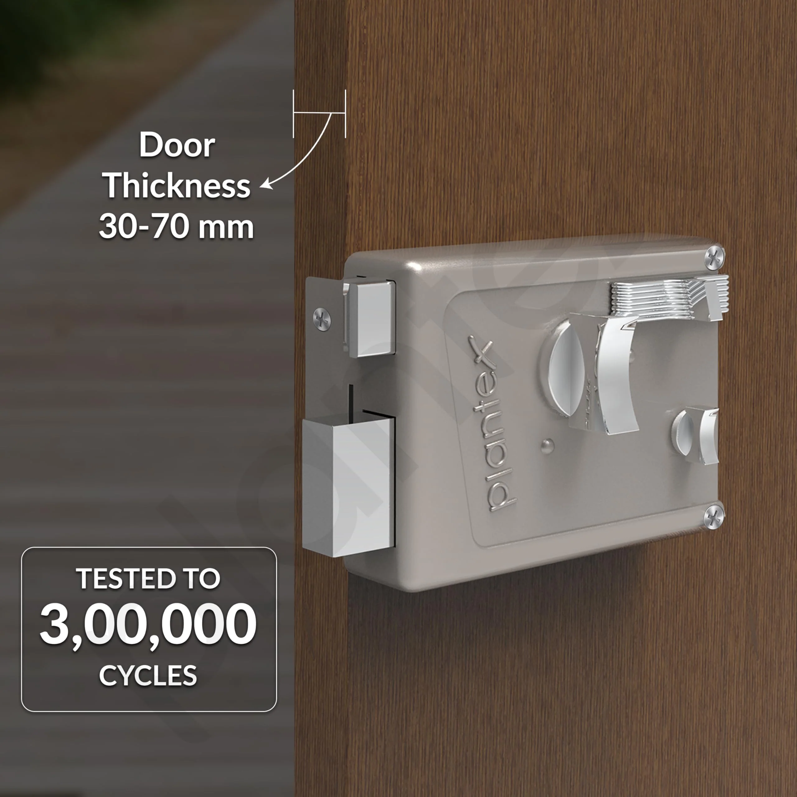 Plantex Heavy Duty Night Latch Door Lock with Key & Knob for Main Door/Inside Opening for Home,Hotel,Office - Pack of 1 (Matt) - Image 2