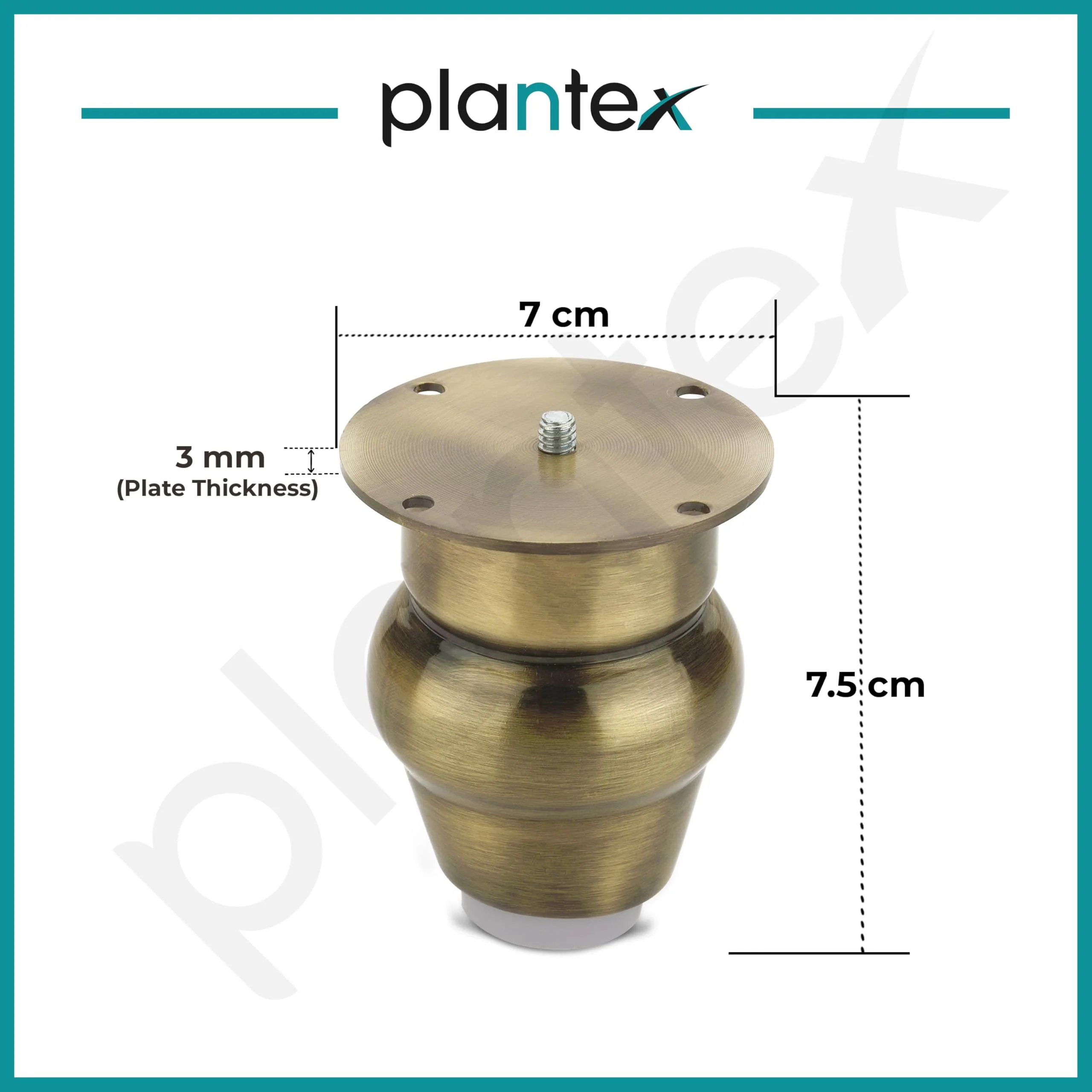 Plantex Heavy Duty Round 3 inch Spare Sofa Legs for Bed Furniture/Sofa Legs for Furniture Fitting/Table Legs/Sofa Leg Set of 2 pcs (Brass Antique) - Image 3