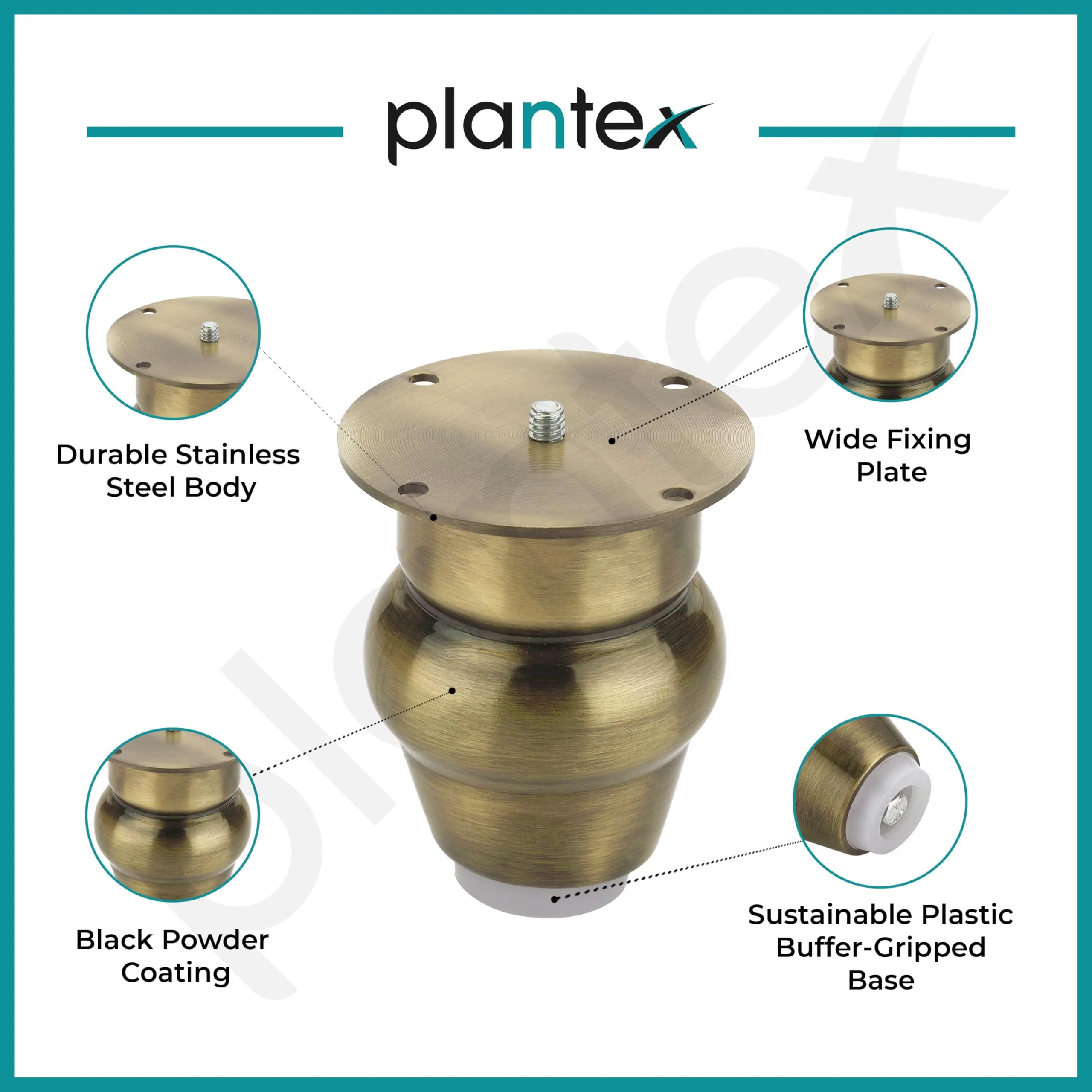 Plantex Heavy Duty Round 3 inch Spare Sofa Legs for Bed Furniture/Sofa Legs for Furniture Fitting/Table Legs/Sofa Leg Set of 2 pcs (Brass Antique) - Image 4
