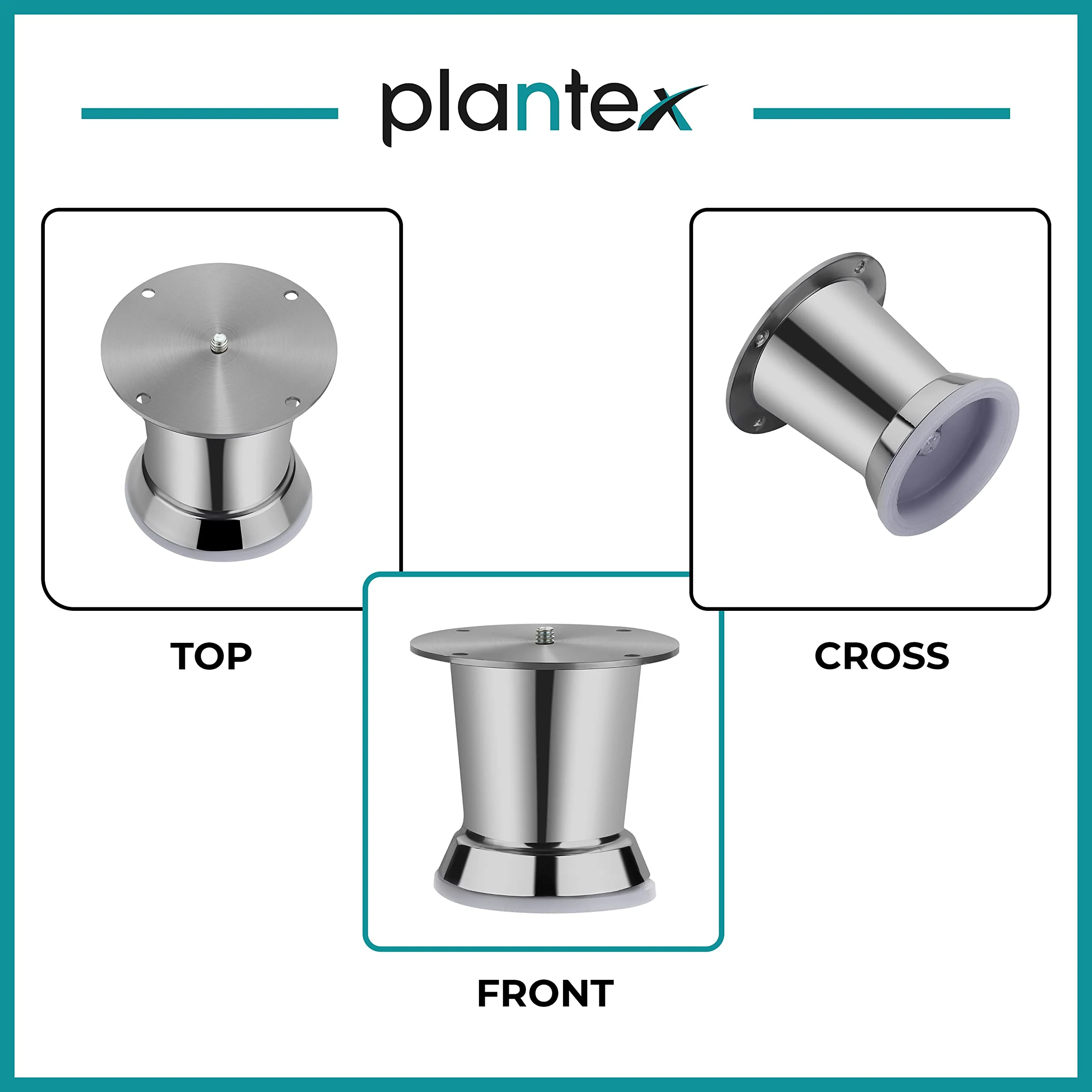 Plantex Heavy Duty Round 3 inch Spare Sofa Legs for Bed Furniture/Sofa Legs for Furniture Fitting/Table Legs/Sofa Leg Set of 2 pcs (Chrome) - Image 5