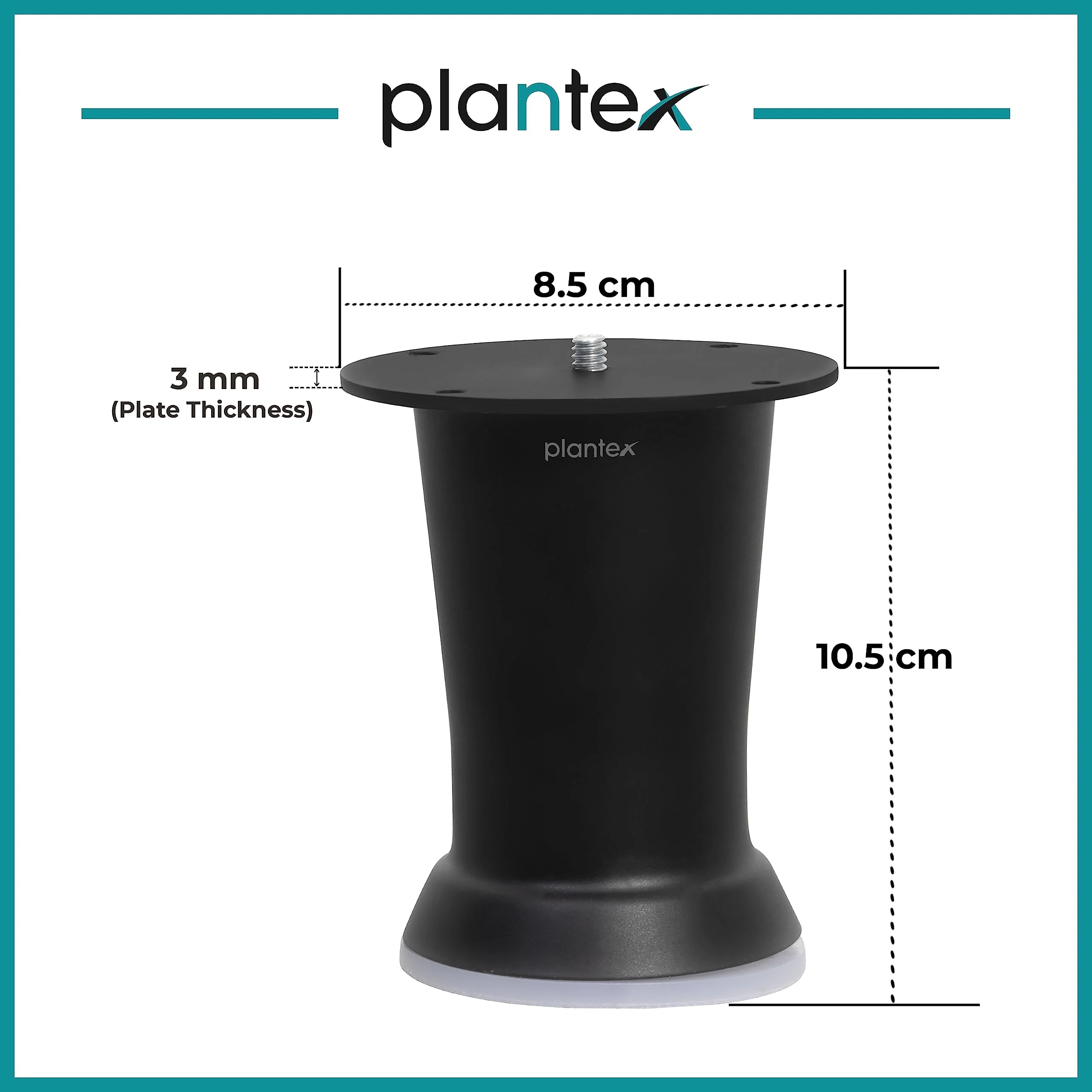 plantex Heavy Duty Round 4 inch Spare Sofa Legs for Bed Furniture/Sofa Legs for Furniture Fitting/Table Legs/Sofa Leg Set of 2 pcs (Black) - Image 3