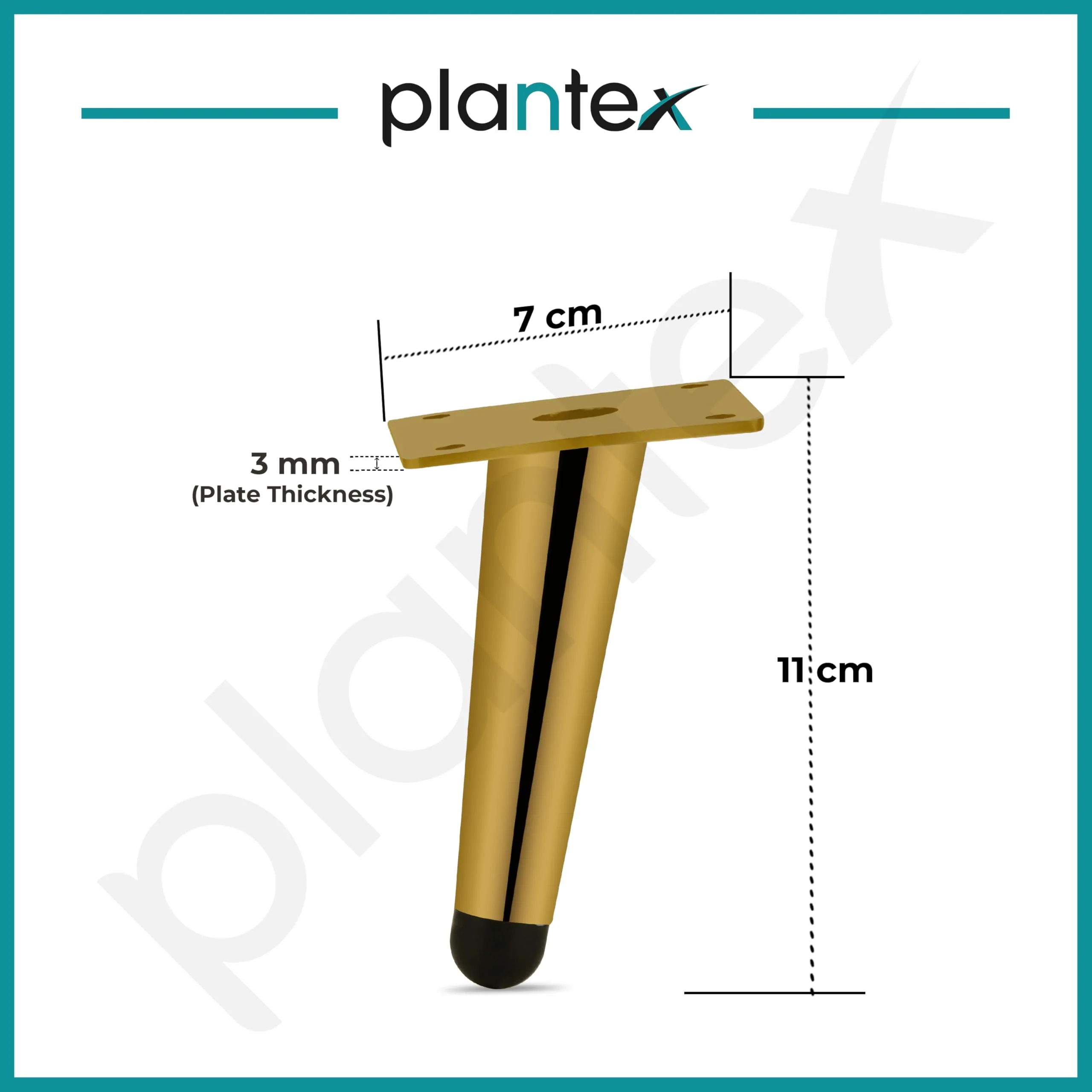 Plantex Heavy Duty Round 4 inch Spare Sofa Legs for Bed Furniture/Sofa Legs for Furniture Fitting/Table Legs/Sofa Leg Set of 2 pcs (Gold Finish) - Image 3