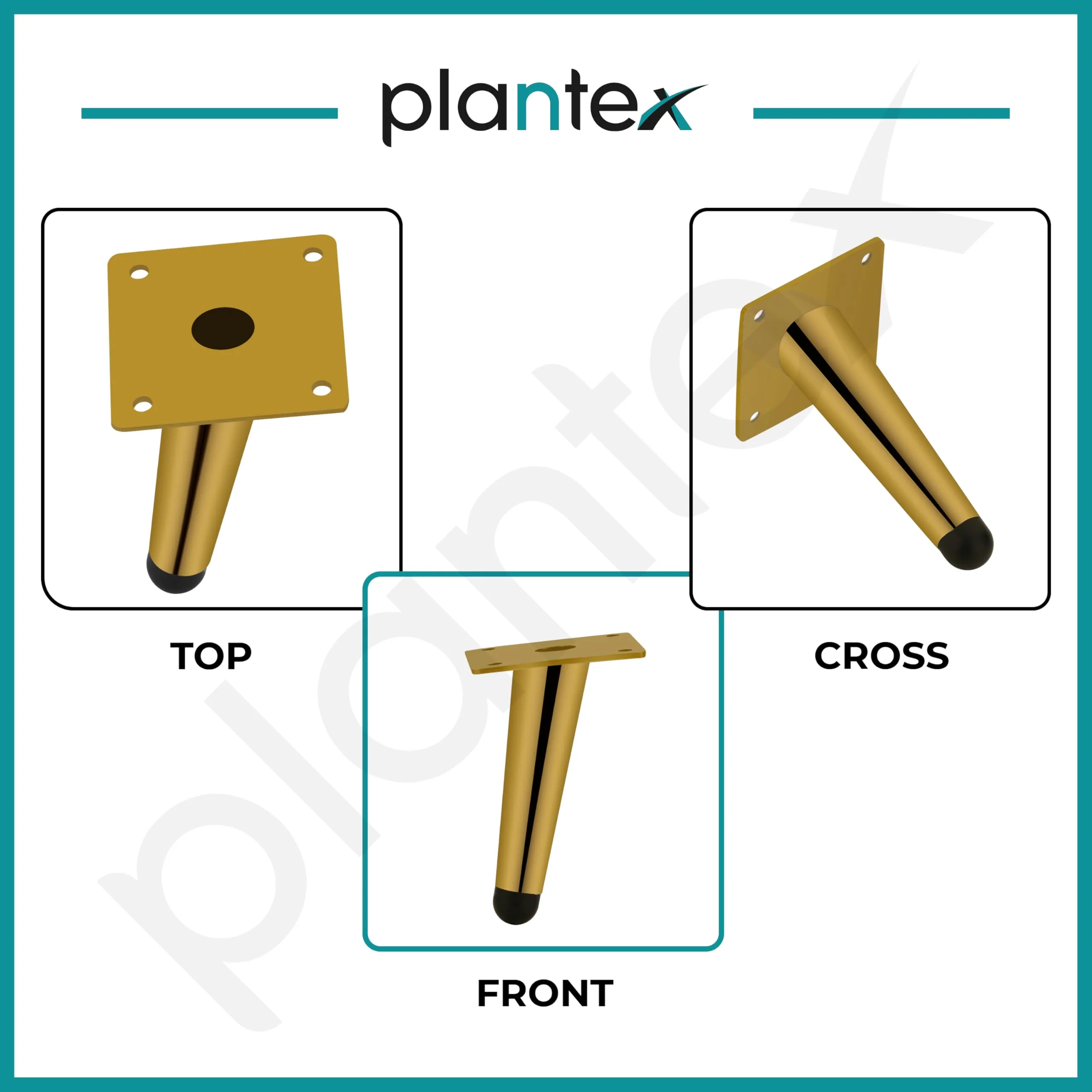 Plantex Heavy Duty Round 4 inch Spare Sofa Legs for Bed Furniture/Sofa Legs for Furniture Fitting/Table Legs/Sofa Leg Set of 2 pcs (Gold Finish) - Image 5