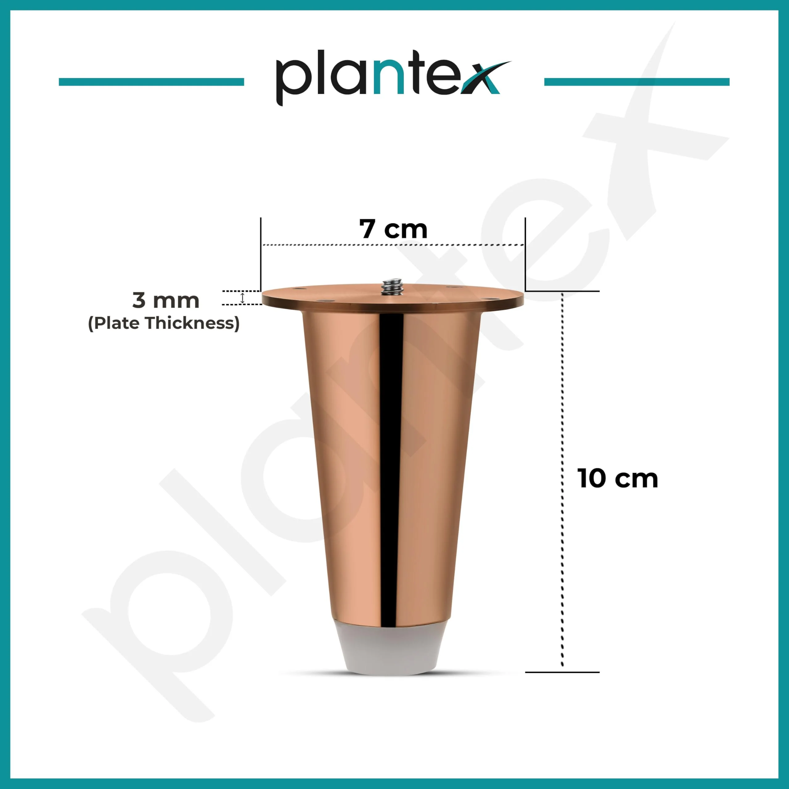 Plantex Heavy Duty Round 4 inch Spare Sofa Legs for Bed Furniture/Sofa Legs for Furniture Fitting/Table Legs/Sofa Leg Set of 2 pcs (Rose Gold) - Image 3