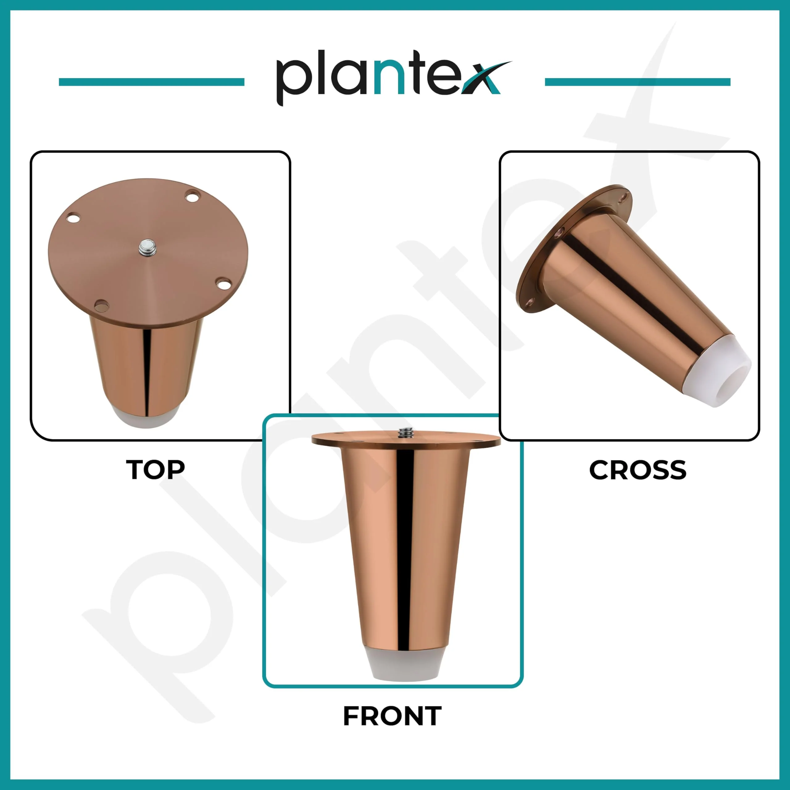 Plantex Heavy Duty Round 4 inch Spare Sofa Legs for Bed Furniture/Sofa Legs for Furniture Fitting/Table Legs/Sofa Leg Set of 2 pcs (Rose Gold) - Image 5