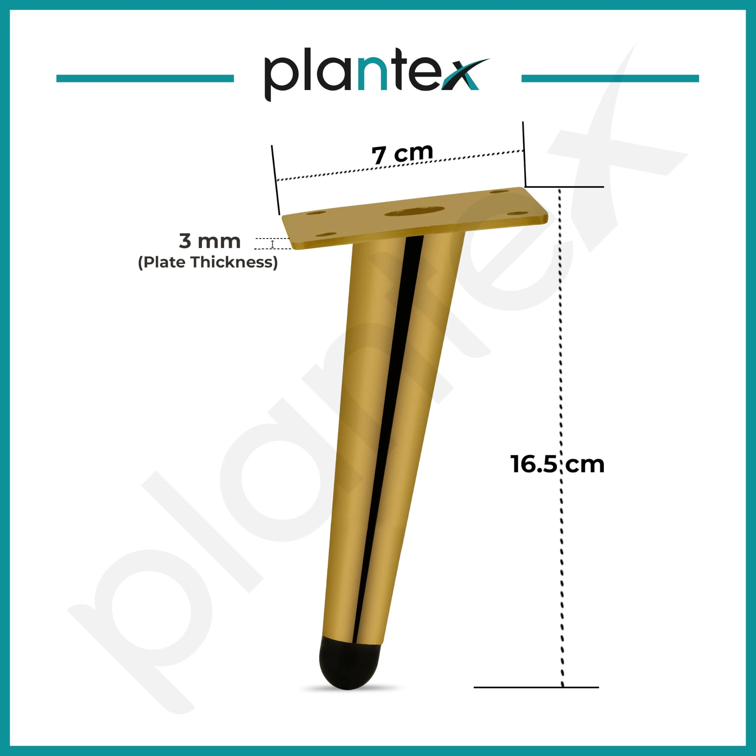 Plantex Heavy Duty Round 6 inch Spare Sofa Legs for Bed Furniture/Sofa Legs for Furniture Fitting/Table Legs/Sofa Leg Set of 2 pcs (Gold Finish) - Image 3