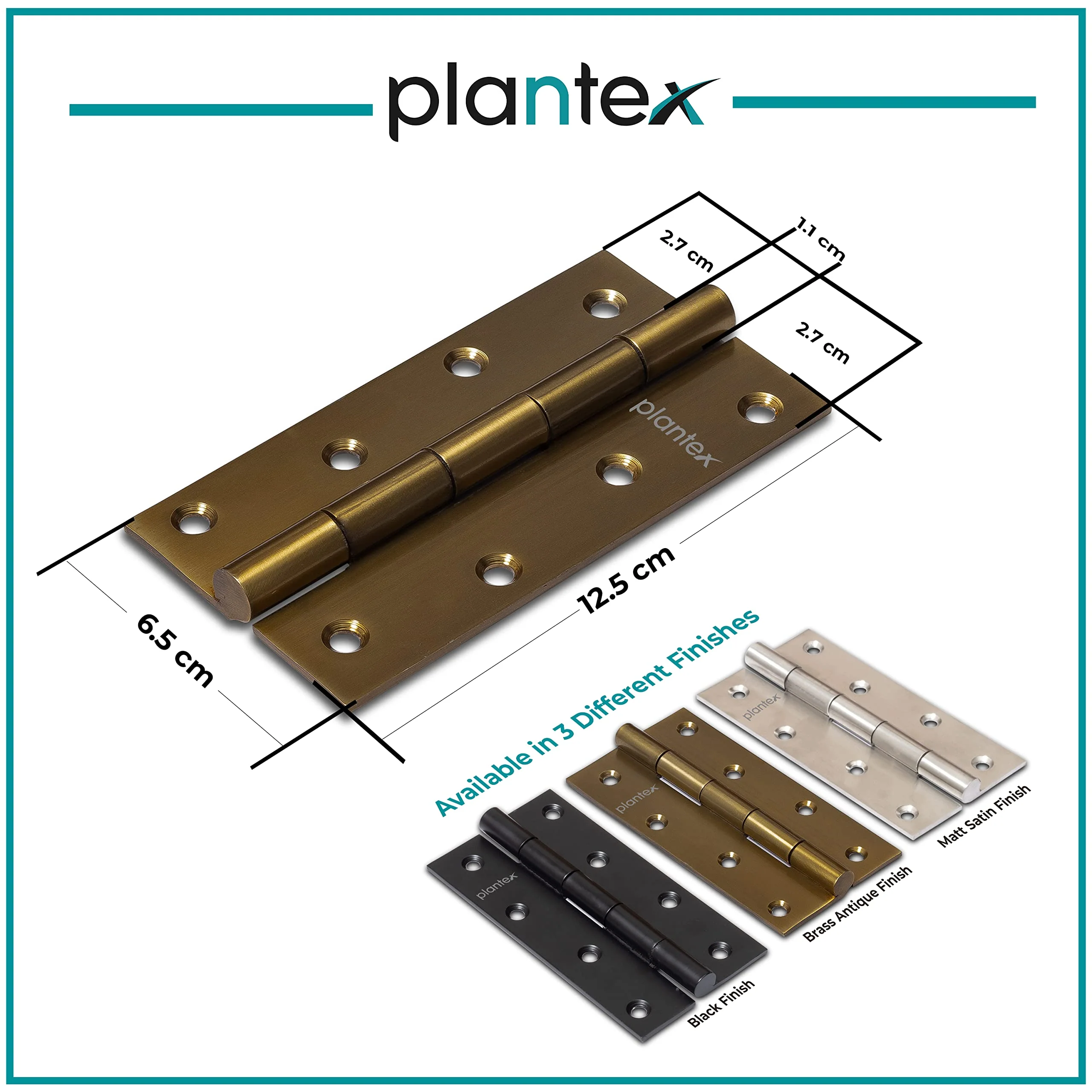 Plantex Heavy Duty Stainless Steel Door Butt Hinges 5 inch x 12 Gauge/2.5 mm Thickness Home/Office/Hotel for Main Door/Bedroom/Kitchen/Bathroom - Pack of 12 (Brass Antique) - Image 3