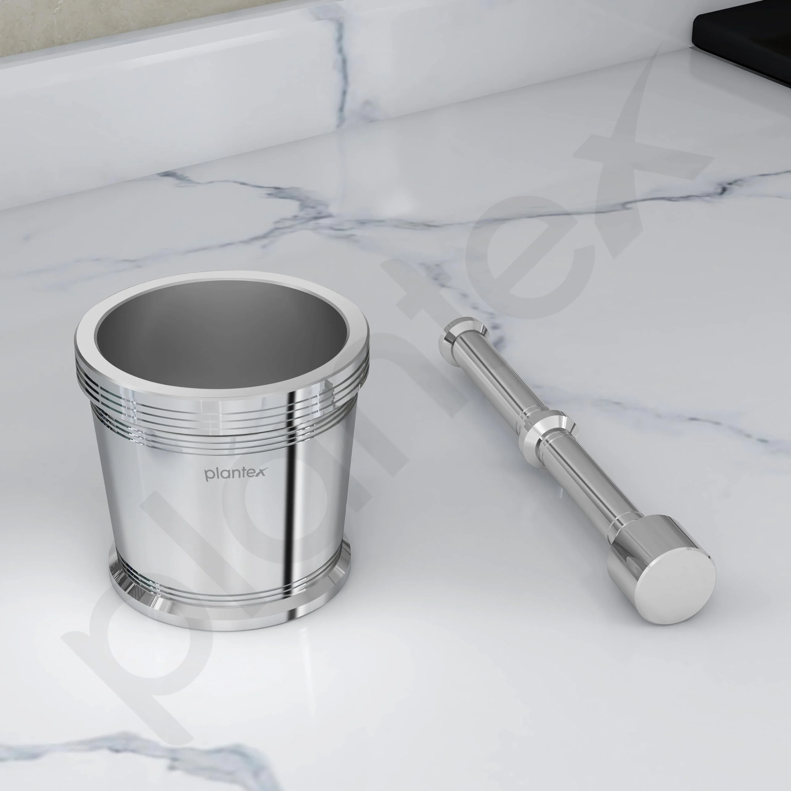 Plantex Heavy Stainless Steel/Mortar & Pestle Set/Spice Mixer/Khalbatta/Khal/Okli for Kitchen - Size 2(Dia: 7.5, H: 7 cm) - Image 4