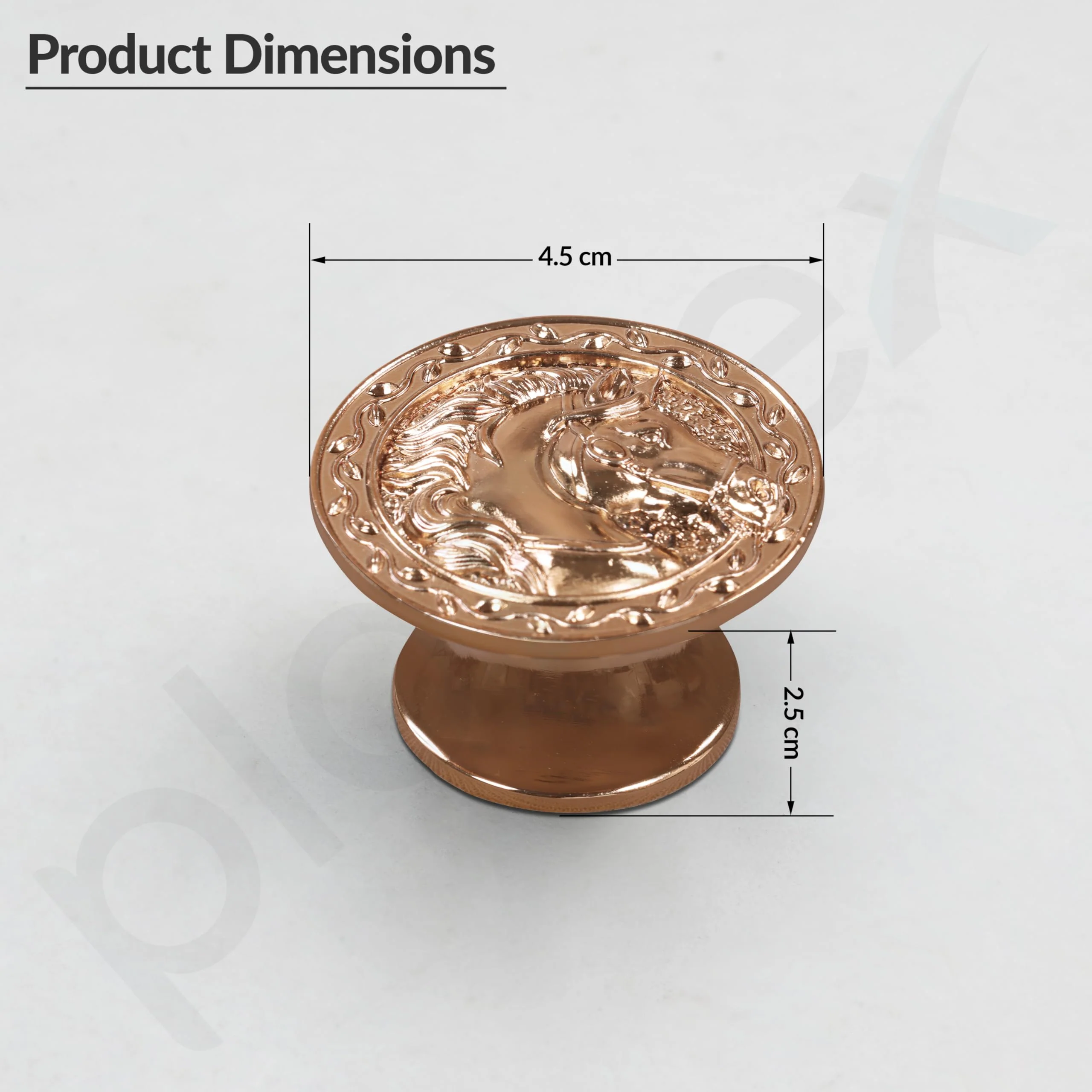 Plantex Horse Face Knobs for Drawer | Kitchen Cabinet Pulls Handles for Wardrobe | Round Drawer Pulls - Pack of 3 Pieces (Rose Gold) - Image 2