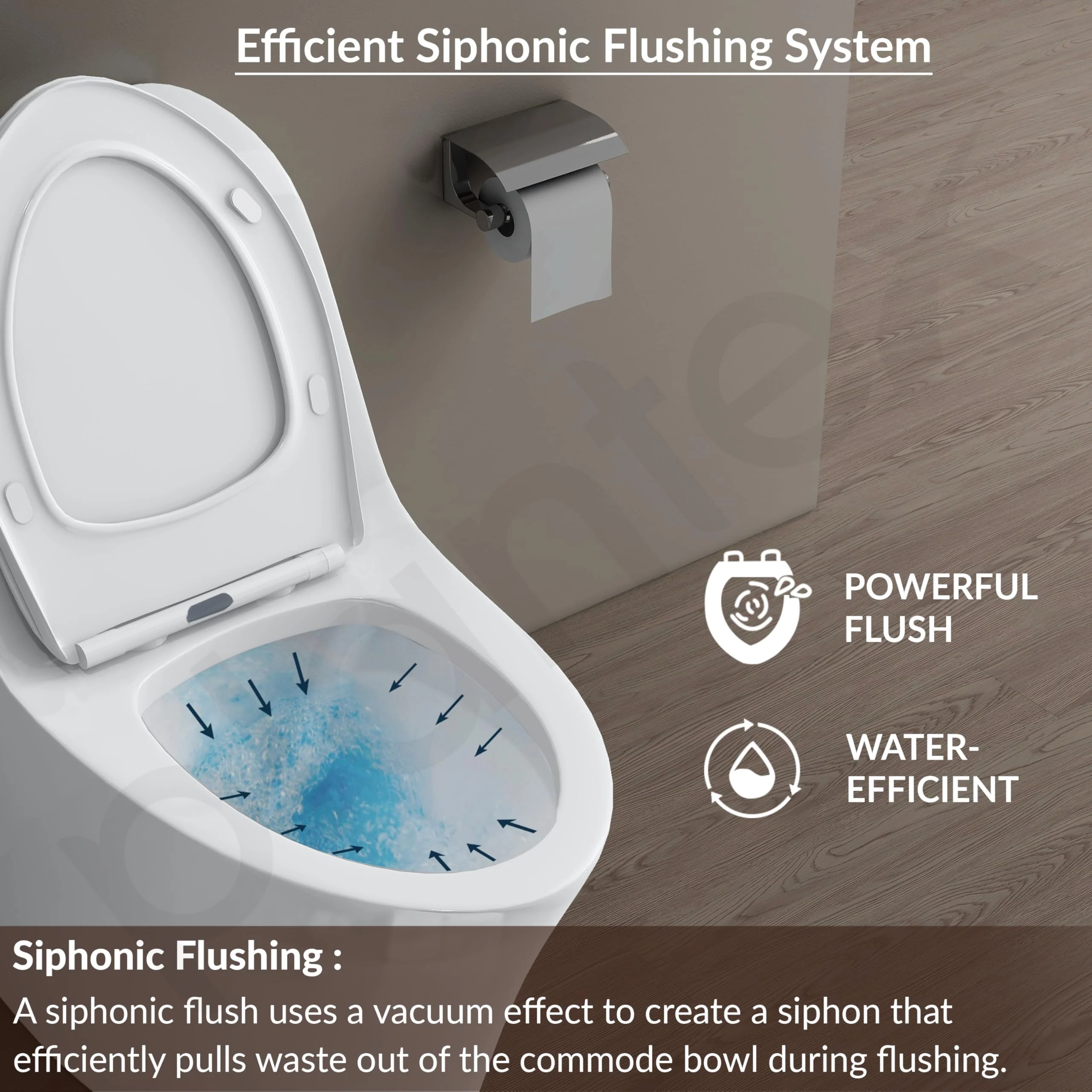 Plantex Imported Ceramic Commode for Toilet/Siphonic Vacuum Jet Flush Western Commode/One Piece Western Toilet with Soft Closing Toilet Seat - S Trap (White) - Image 2