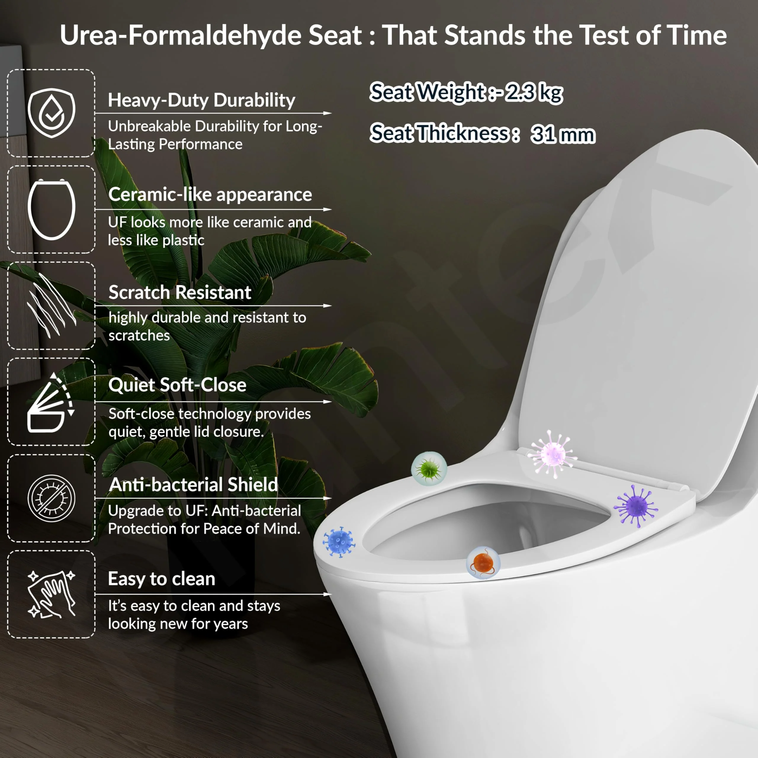 Plantex Imported Ceramic Commode for Toilet/Siphonic Vacuum Jet Flush Western Commode/One Piece Western Toilet with Soft Closing Toilet Seat - S Trap (White) - Image 4