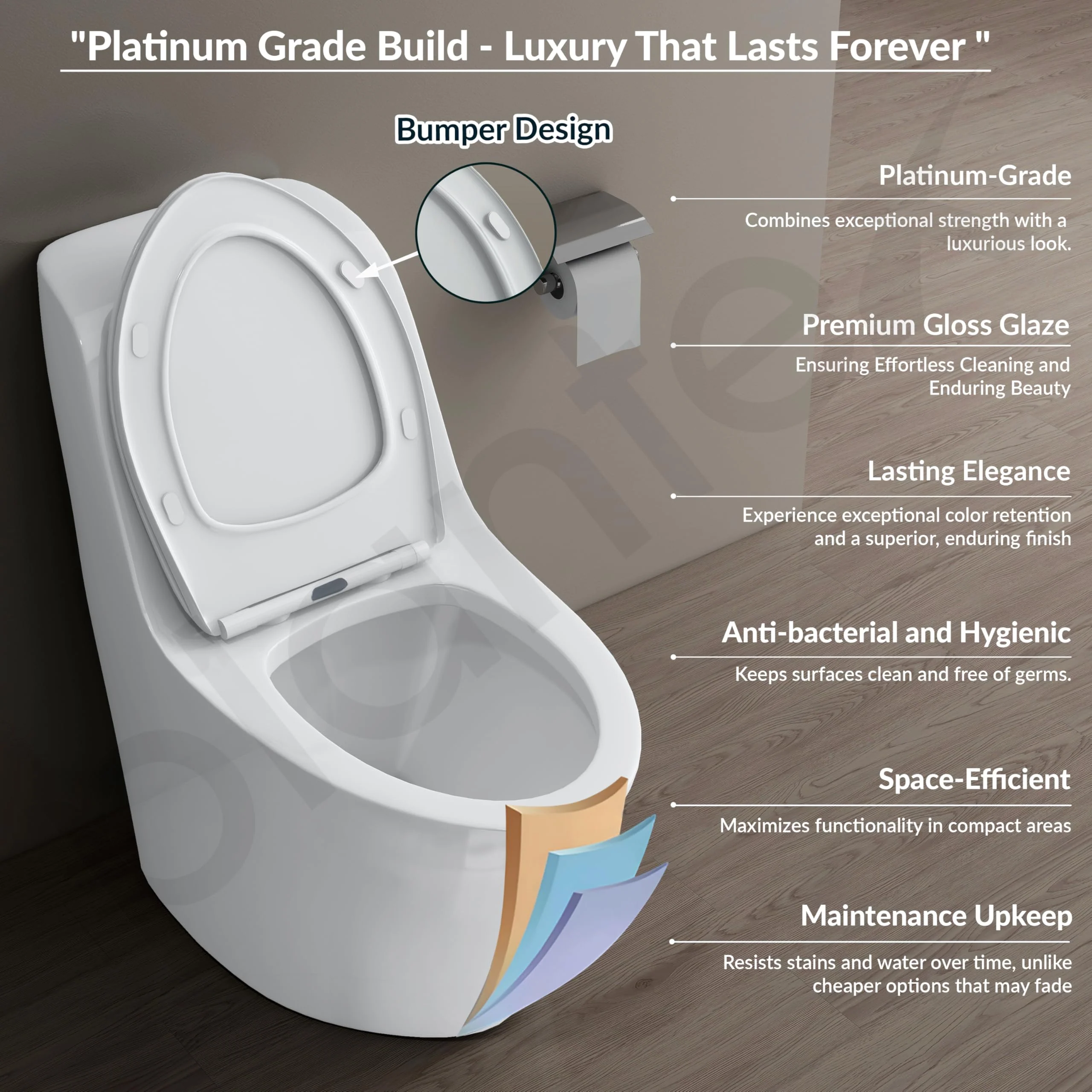 Plantex Imported Ceramic Commode for Toilet/Siphonic Vacuum Jet Flush Western Commode/One Piece Western Toilet with Soft Closing Toilet Seat - S Trap (White) - Image 5