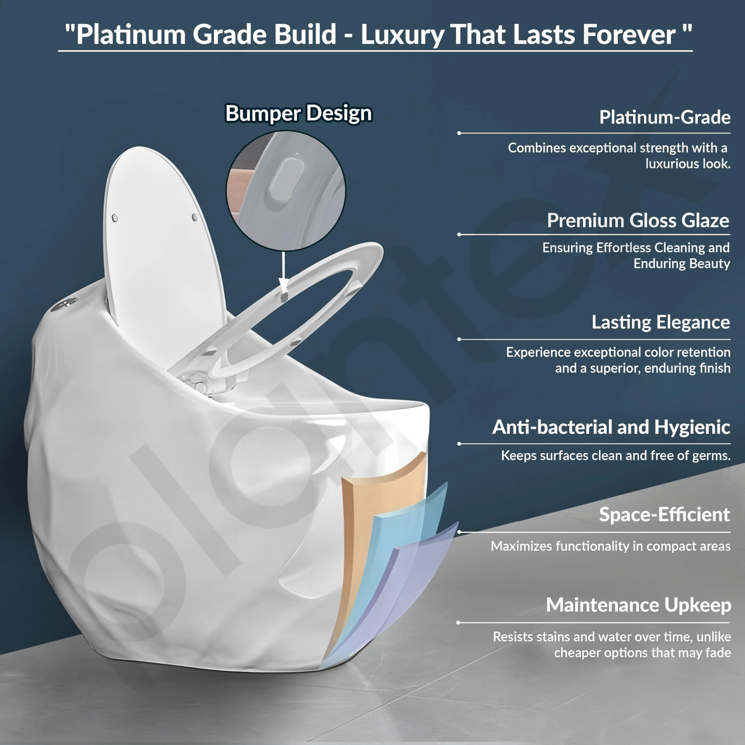 Plantex Imported Ceramic Commode Toilet/Rim Siphonic Commode for Btahroom/One Piece Western Toilet with Soft Close Toilet Seat Cover - S Trap Outlet (Oval- Glossy White) - Image 6