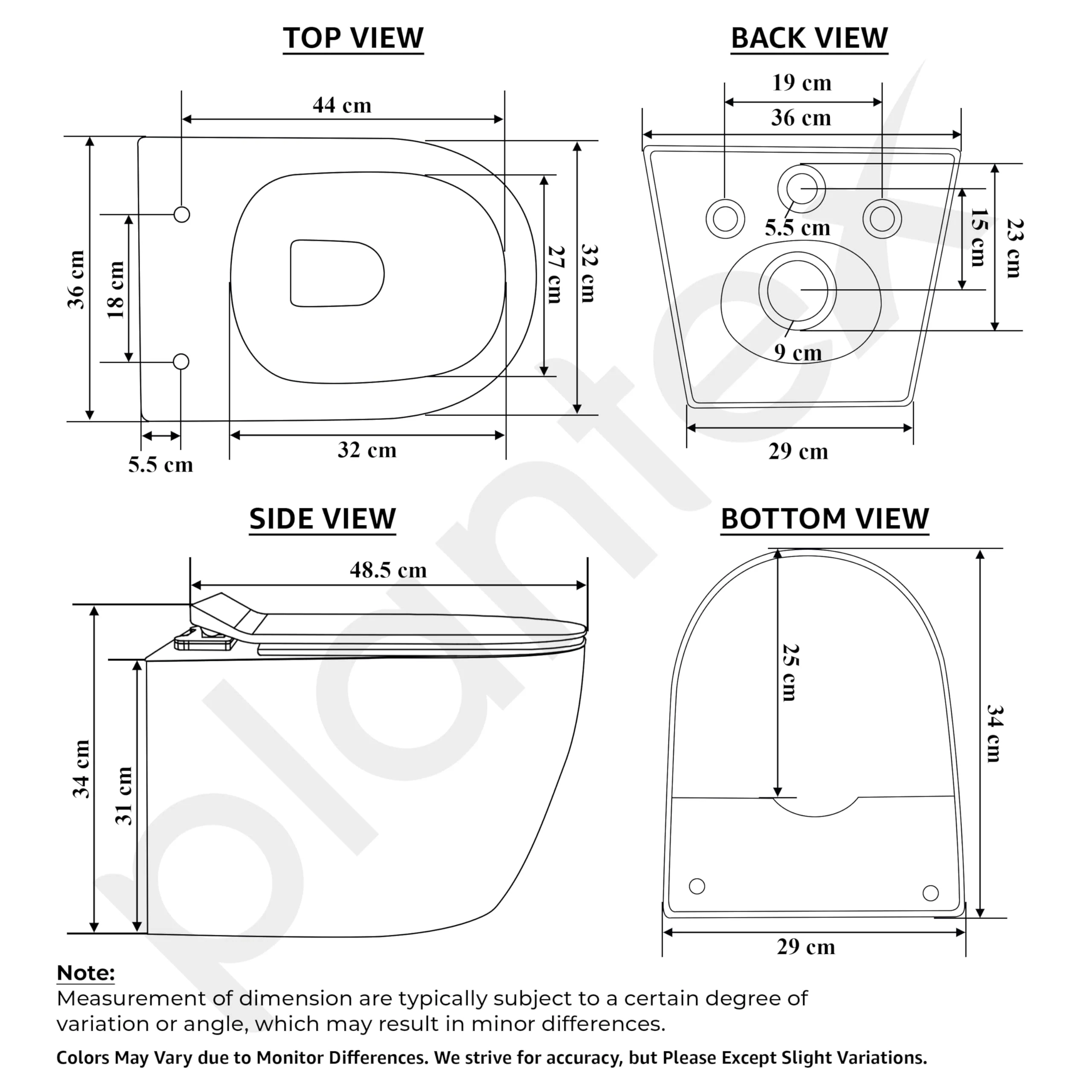 Plantex Imported Ceramic Wall Hung Commode/Western Commode for Toilet/Commode with Soft Closing Seat - P Trap (Round-Matt Brown) - Image 3