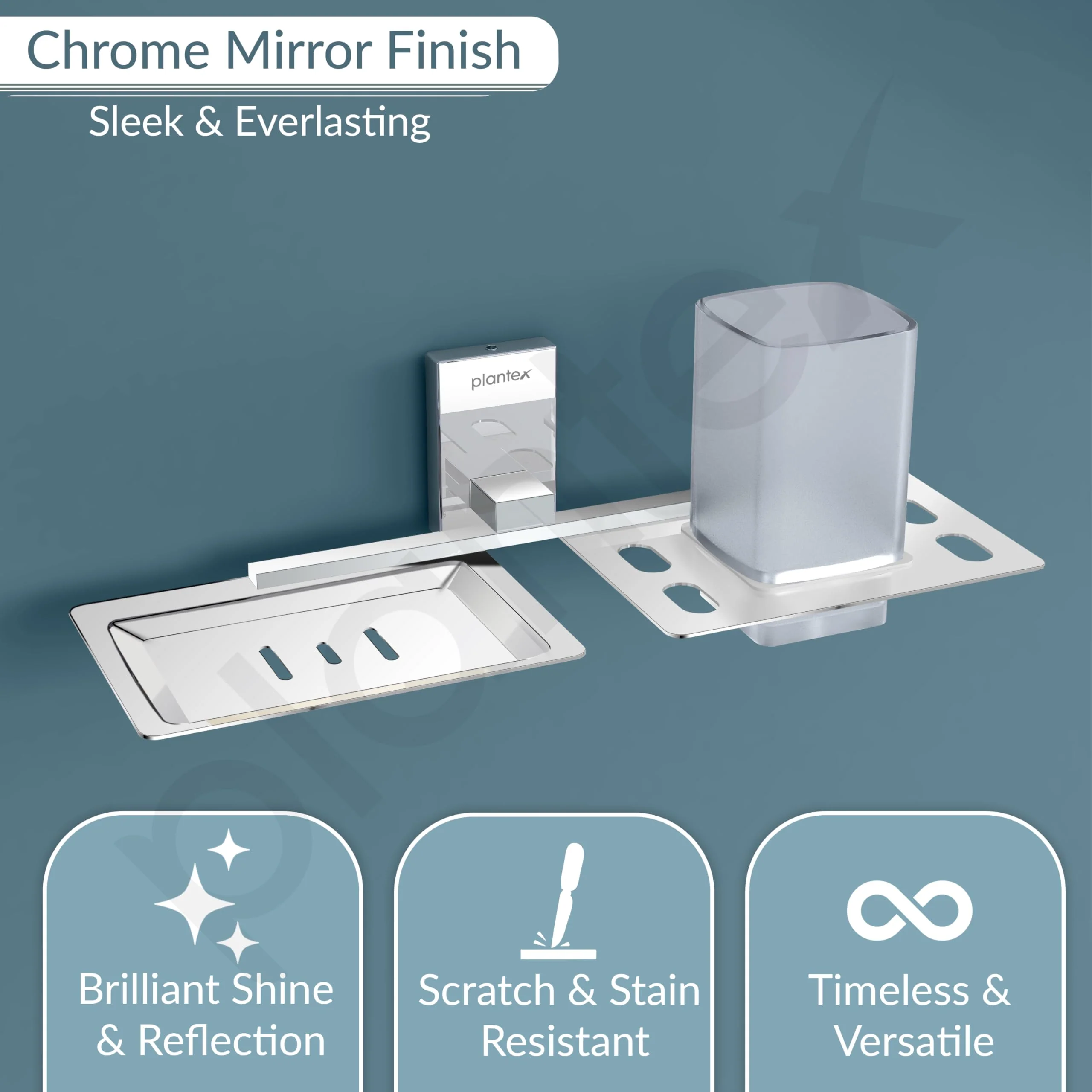 Plantex Iris 304 Grade Stainless Steel 2in1 Soap Holder with Tumbler Holder/Bathroom Accessories - Image 5