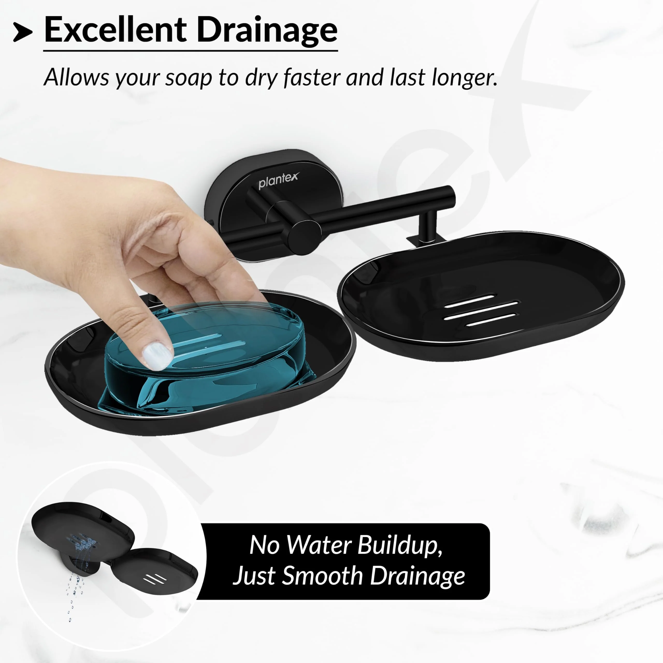 Plantex J4 Stainless Steel Double Soap Dish for Bathroom/Soap Holder for Bathroom/Wall Mounted Soap Holder/Bathroom Accessories (PVD Black Finish) Onix - Image 5
