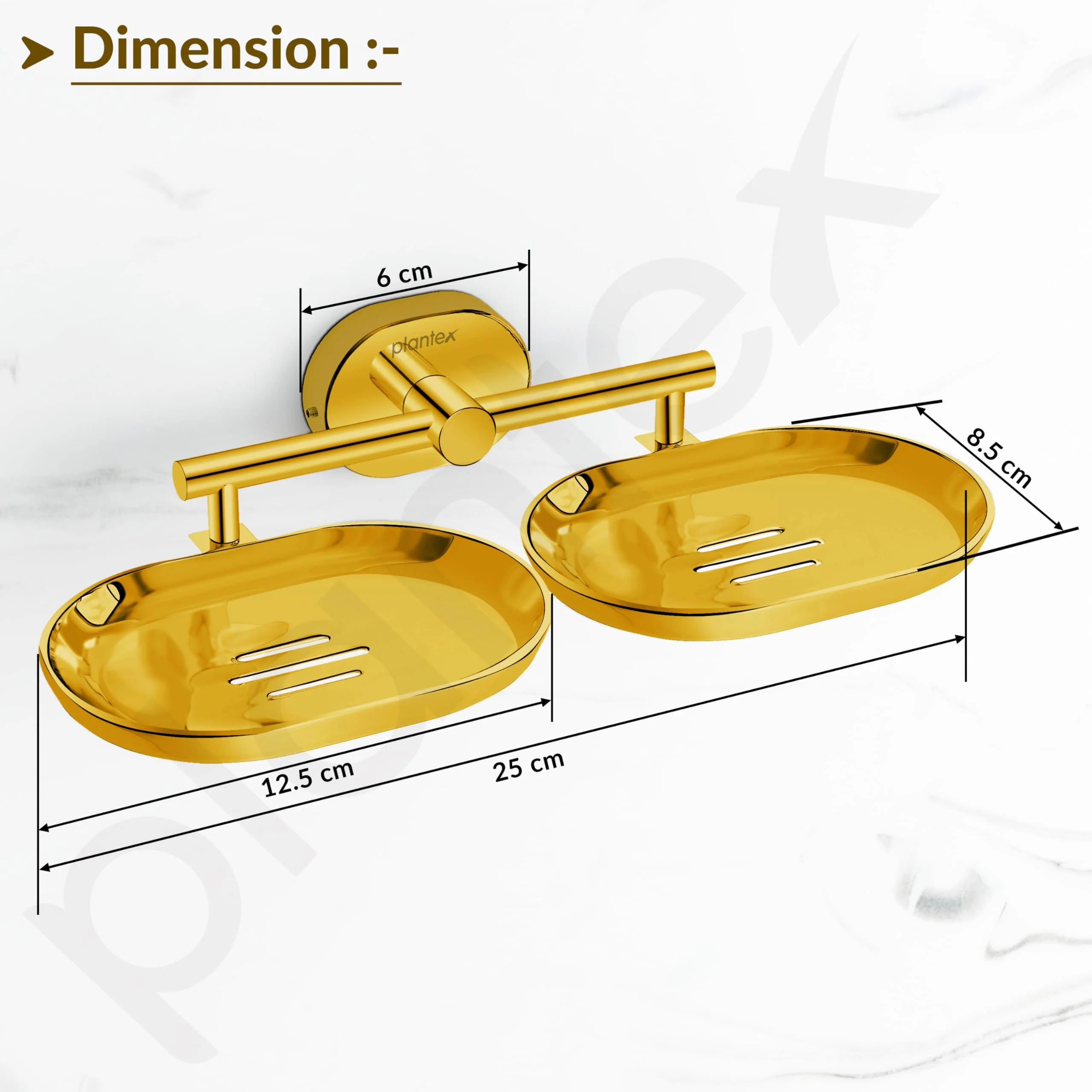 Plantex J4 Stainless Steel Double Soap Dish for Bathroom/Soap Holder for Bathroom/Wall Mounted Soap Holder/Bathroom Accessories (PVD Gold Finish) Onix - Image 3