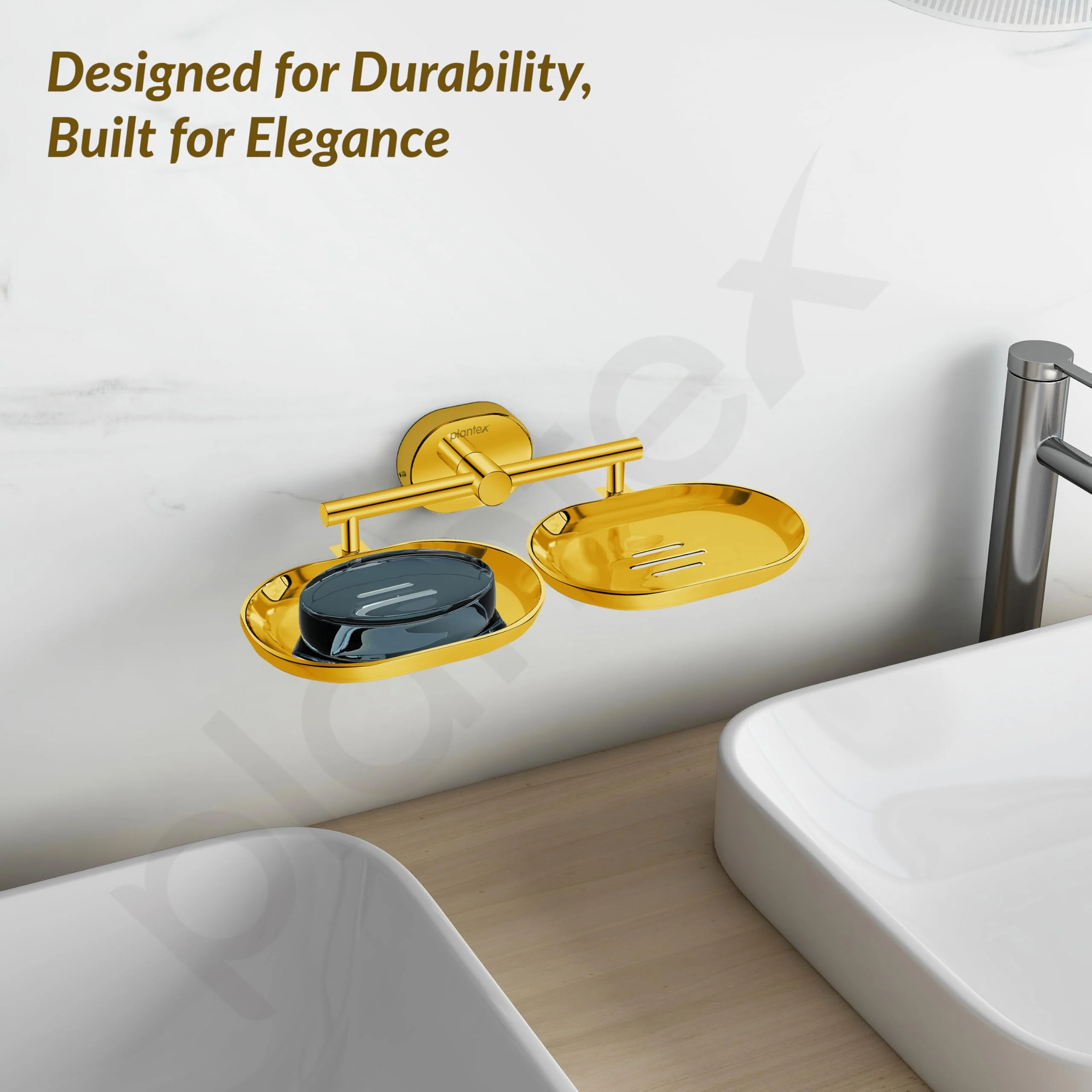 Plantex J4 Stainless Steel Double Soap Dish for Bathroom/Soap Holder for Bathroom/Wall Mounted Soap Holder/Bathroom Accessories (PVD Gold Finish) Onix - Image 7