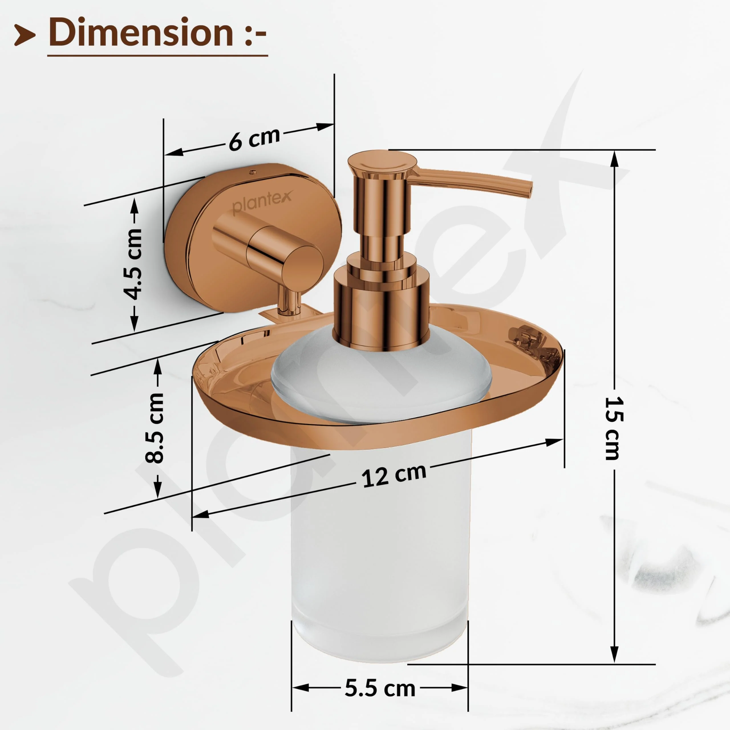 Plantex J4 Stainless Steel Liquid Soap Dispenser/Shampoo Dispenser for Wash Basin/Hand Wash Dispenser Wall Mounted/Bathroom Accessories (PVD Rose Gold Finish) Onix - Image 3