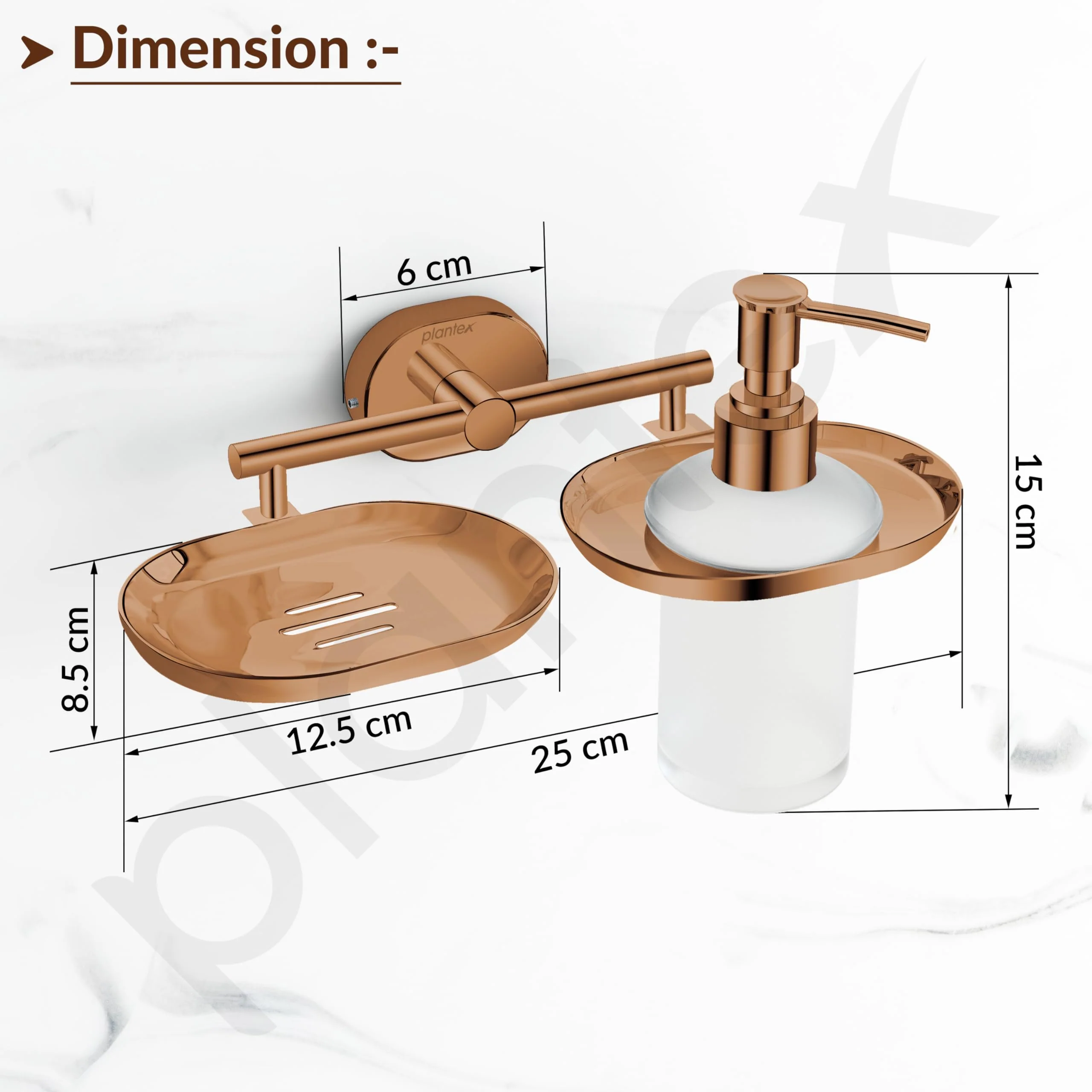 Plantex J4 Stainless Steel Soap Dish with Liquid Dispenser/Soap Stand for Bathroom Wall Mount/Shampoo Dispenser/Bathroom Accessories (PVD Rose Gold Finish) Onix - Image 3