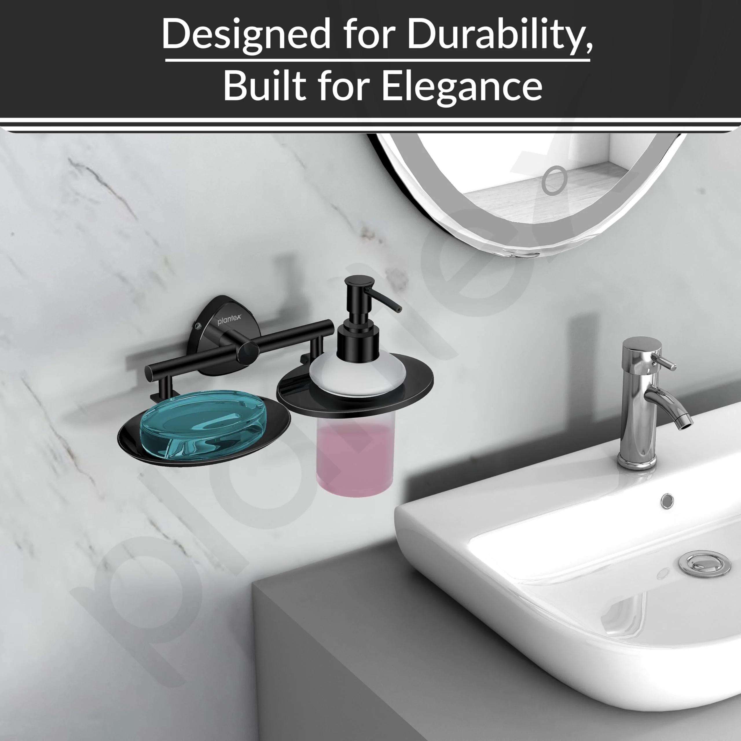 Plantex J4 Stainless Steel Soap Dish with Liquid Dispenser/Soap Stand/Shampoo Dispenser for Bathroom/Bathroom Accessories - Pack of 1 (R-218B, Black) - Image 7