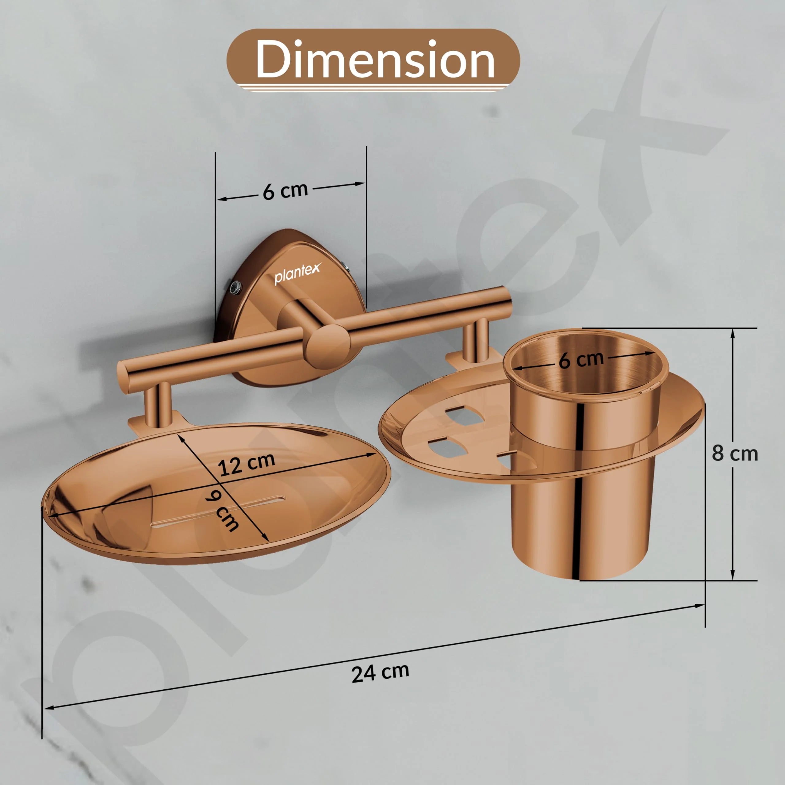 Plantex J4 Stainless Steel Soap Dish with Tumbler Holder/Soap and Brush Holder for Bathrooom/2 in 1 Soap Holder with Toothbrush Holder/Bathroom Accessories (PVD Rose Gold Finish) Angel - Image 3