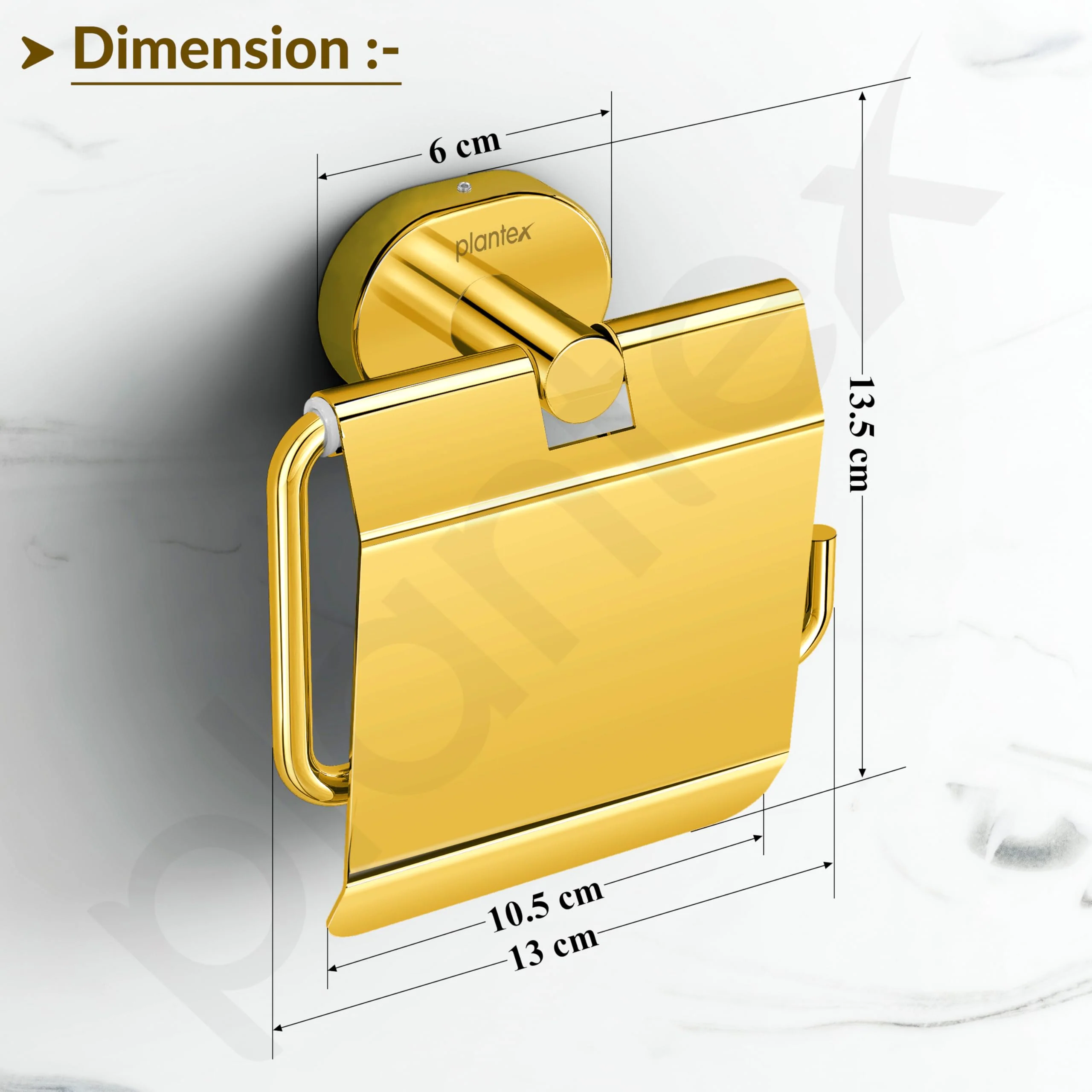 Plantex J4 Stainless Steel Toilet Paper Holder for Bathroom/Tissue Holder for Washroom/Toilet roll Holder for Wall Mounted/Bathroom Accessories (PVD Gold Finish) Onix - Image 3