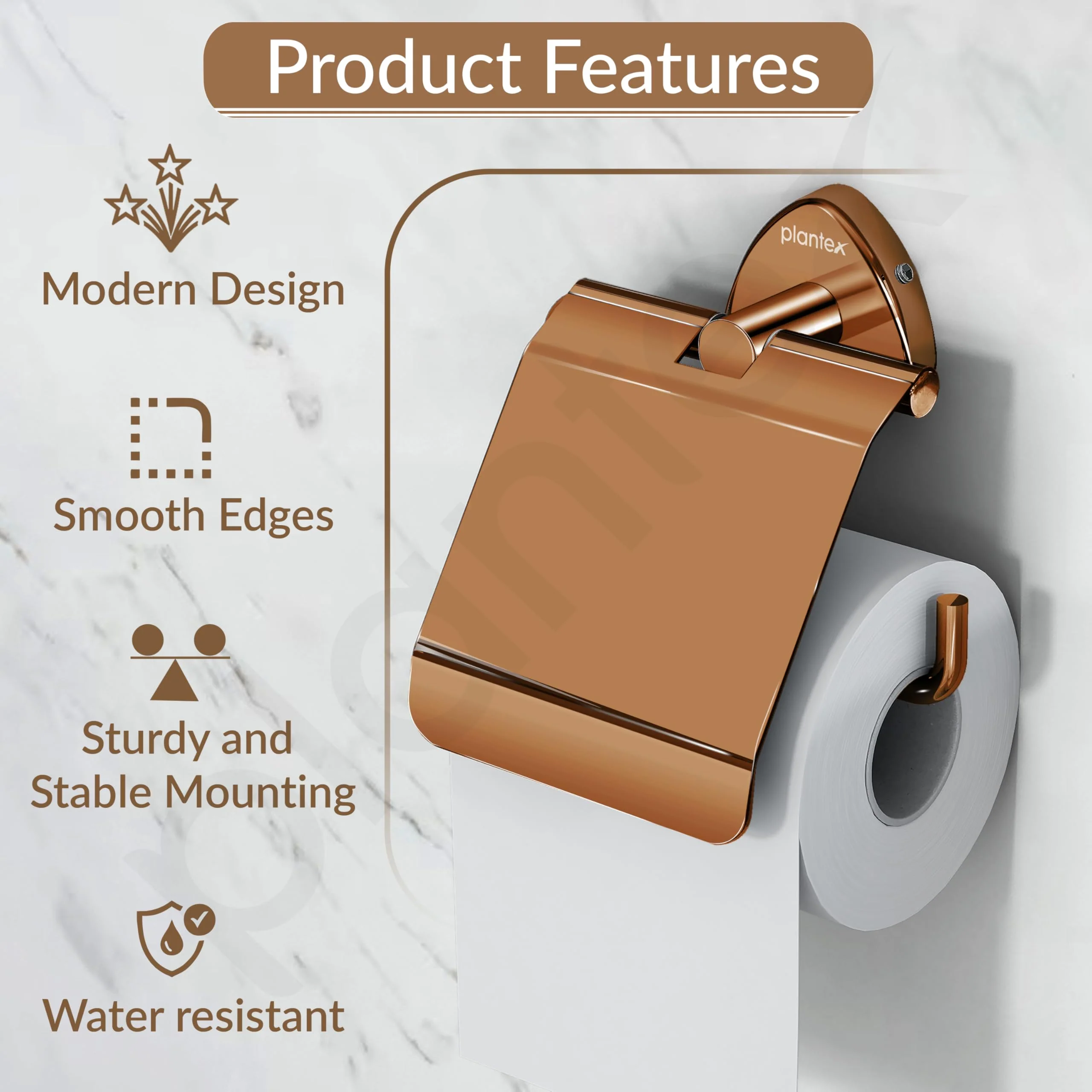 Plantex J4 Stainless Steel Toilet Paper Holder for Bathroom/Tissue Holder for Washroom/Toilet roll Holder for Wall Mounted/Bathroom Accessories (PVD Rose Gold Finish) Angel - Image 4