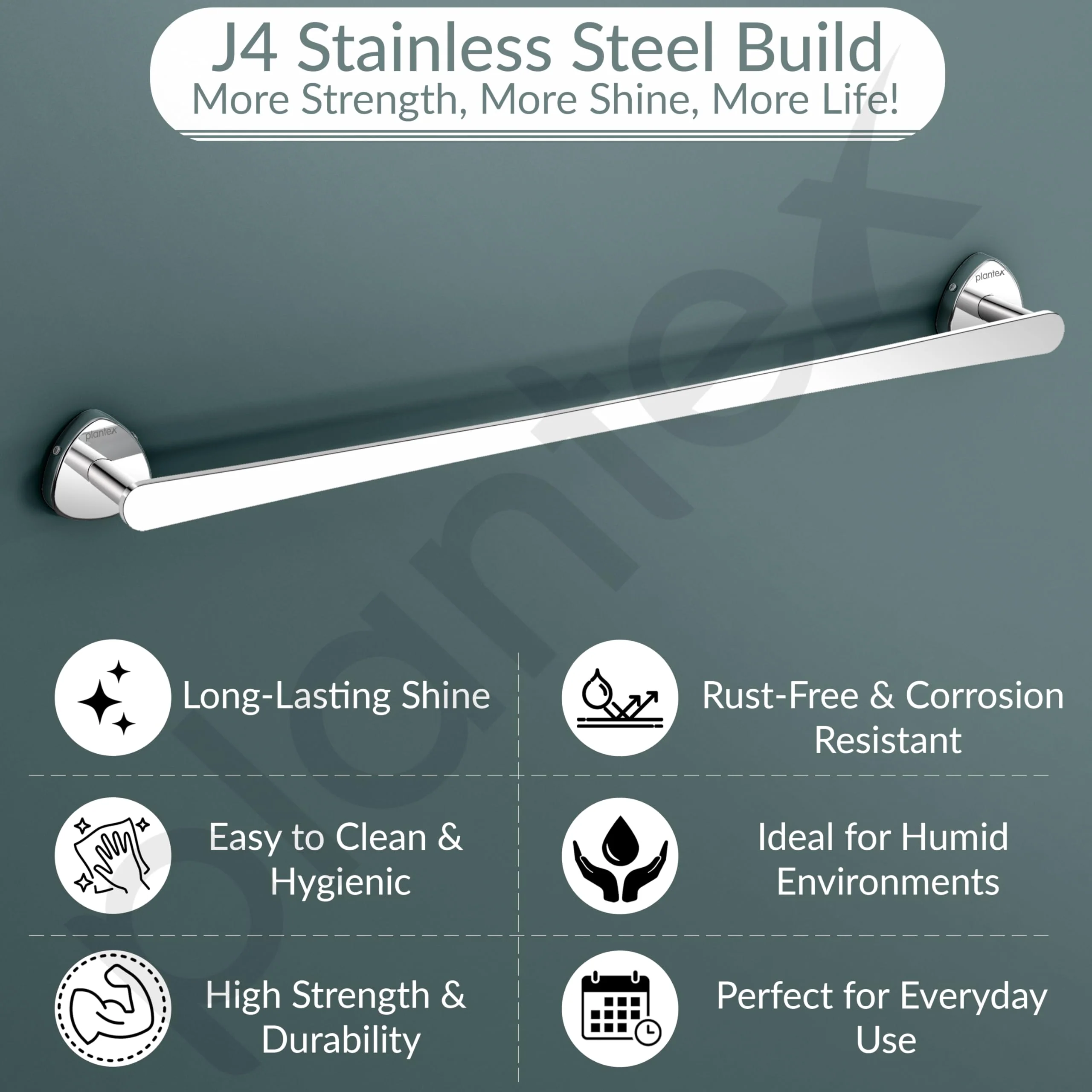 Plantex J4 Stainless Steel Towel Holder in Bathroom/Cloth Hanger for Bathroom/24 Inch Single Towel Rod/Bathroom Accessories (Chrome Finish) Angel - Image 3