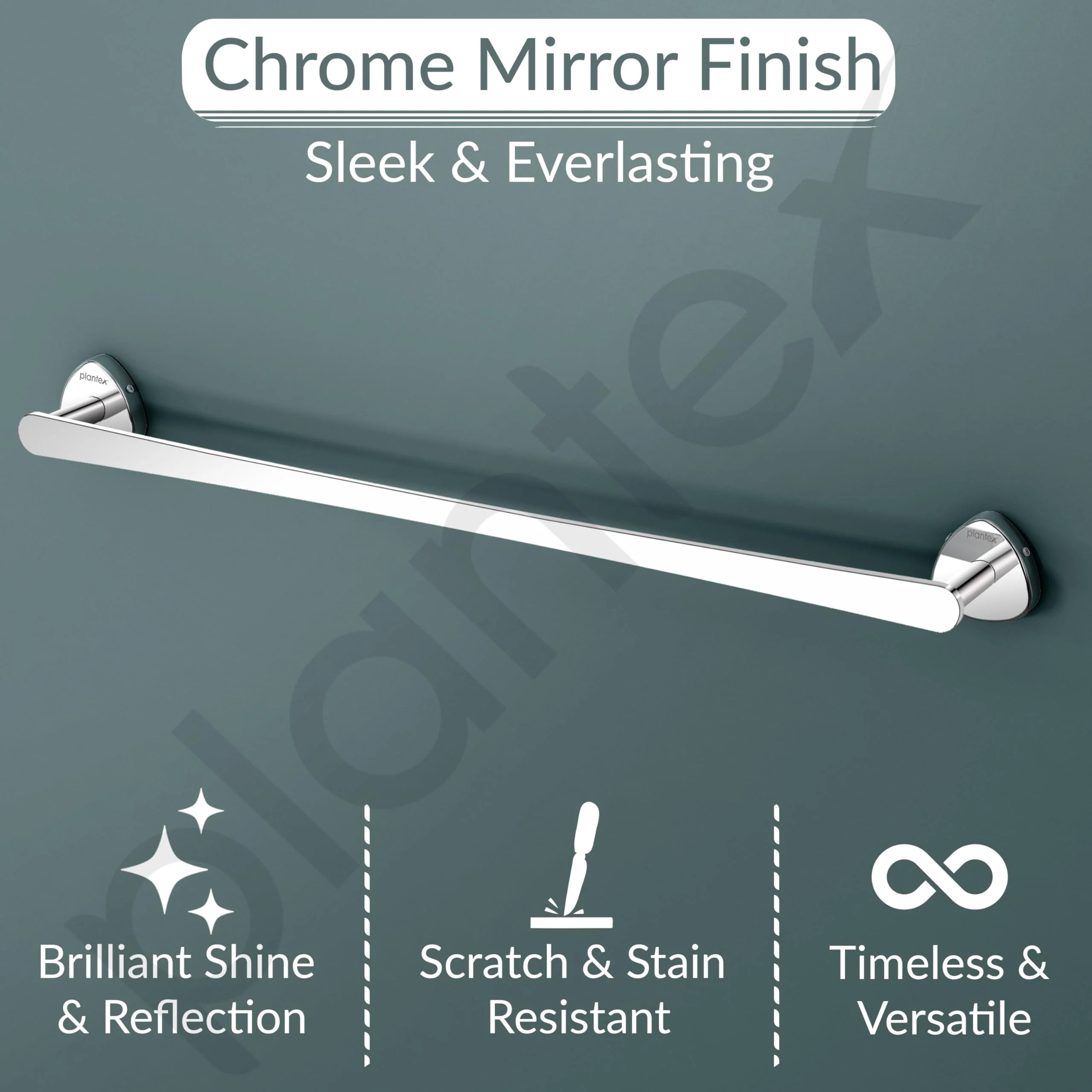Plantex J4 Stainless Steel Towel Holder in Bathroom/Cloth Hanger for Bathroom/24 Inch Single Towel Rod/Bathroom Accessories (Chrome Finish) Angel - Image 4