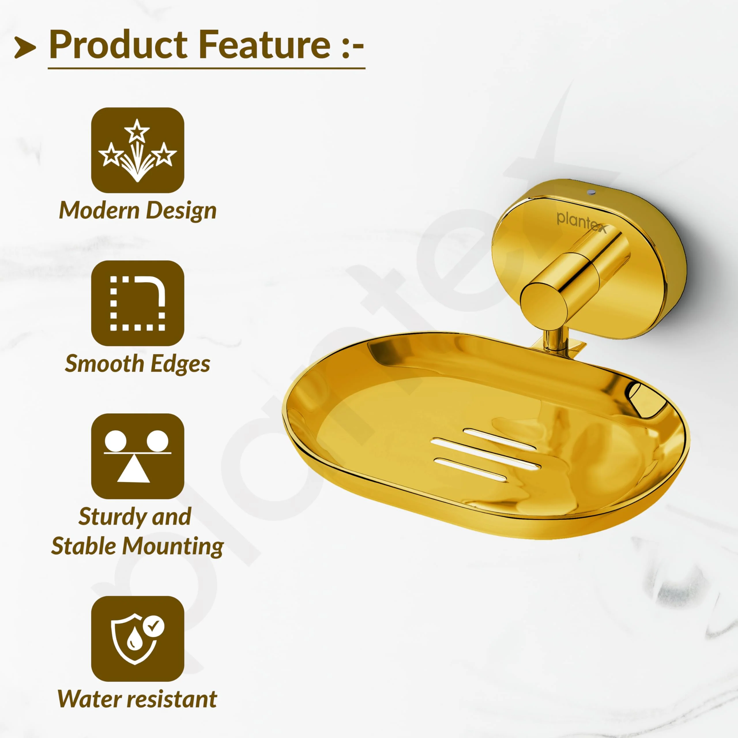Plantex J4 Stainless Steel Wall Mounted Soap Holder for Bathroom/Soap Holder for Kitchen/Soap Stand for Bathroom/Bathroom Accessories (PVD Gold Finish) Onix - Image 4