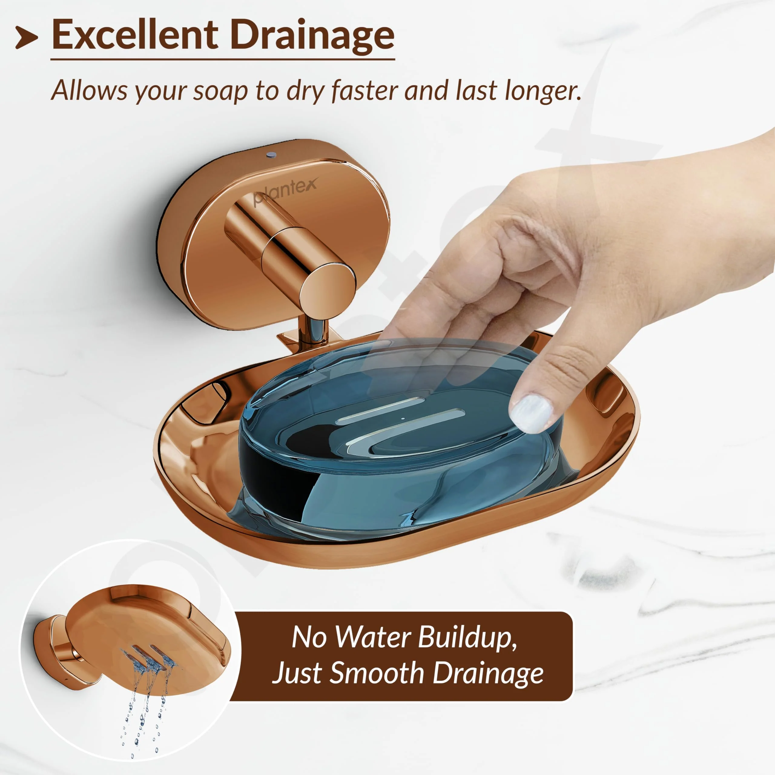 Plantex J4 Stainless Steel Wall Mounted Soap Holder for Bathroom/Soap Holder for Kitchen/Soap Stand for Bathroom/Bathroom Accessories (PVD Rose Gold Finish) Onix - Image 5