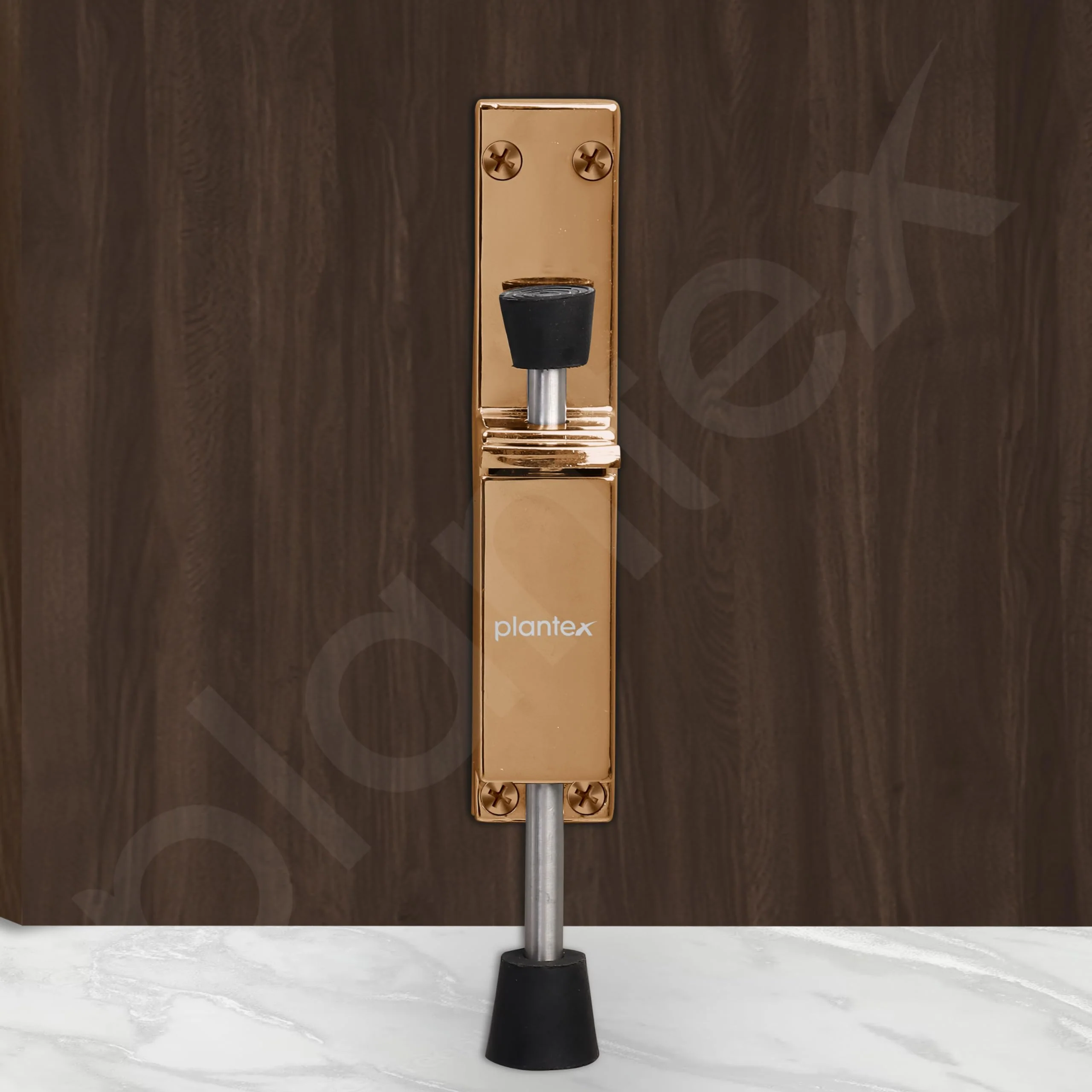 Plantex Kickdown Door Stopper Spring Loaded Telescopic Step On/Off Door Stopper Rubber, Adjustable Heavy Duty Door Locks Holder Stop/Release by Foot - Pack of 1 (Rose Gold) - Image 2