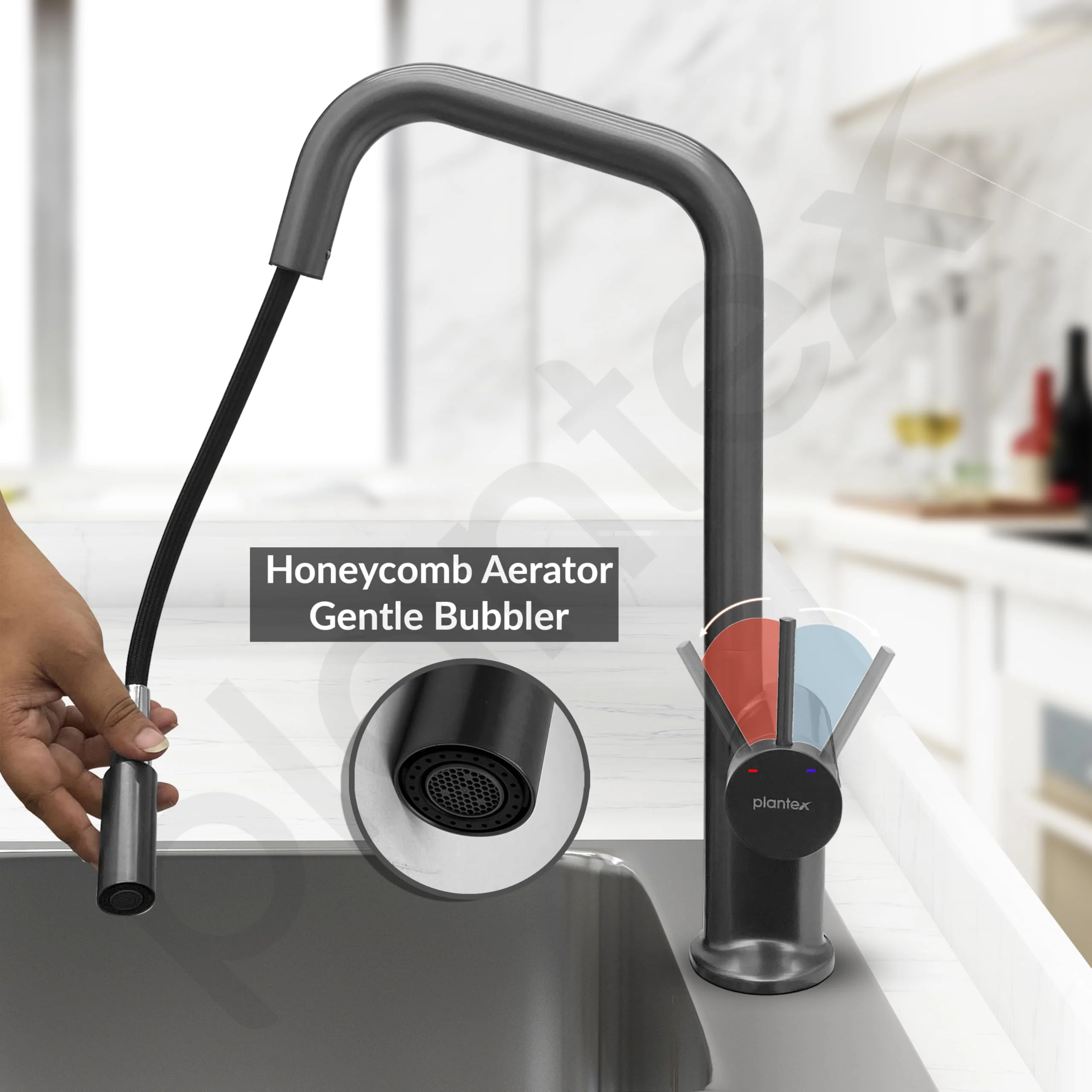 Plantex Kitchen Faucets for Sink and 360° Swivel Spout/Sink Tap for Kitchen Basin/Kitchen Taps for Home Sink - Deck Mounted - (8991-Grey) - Image 4