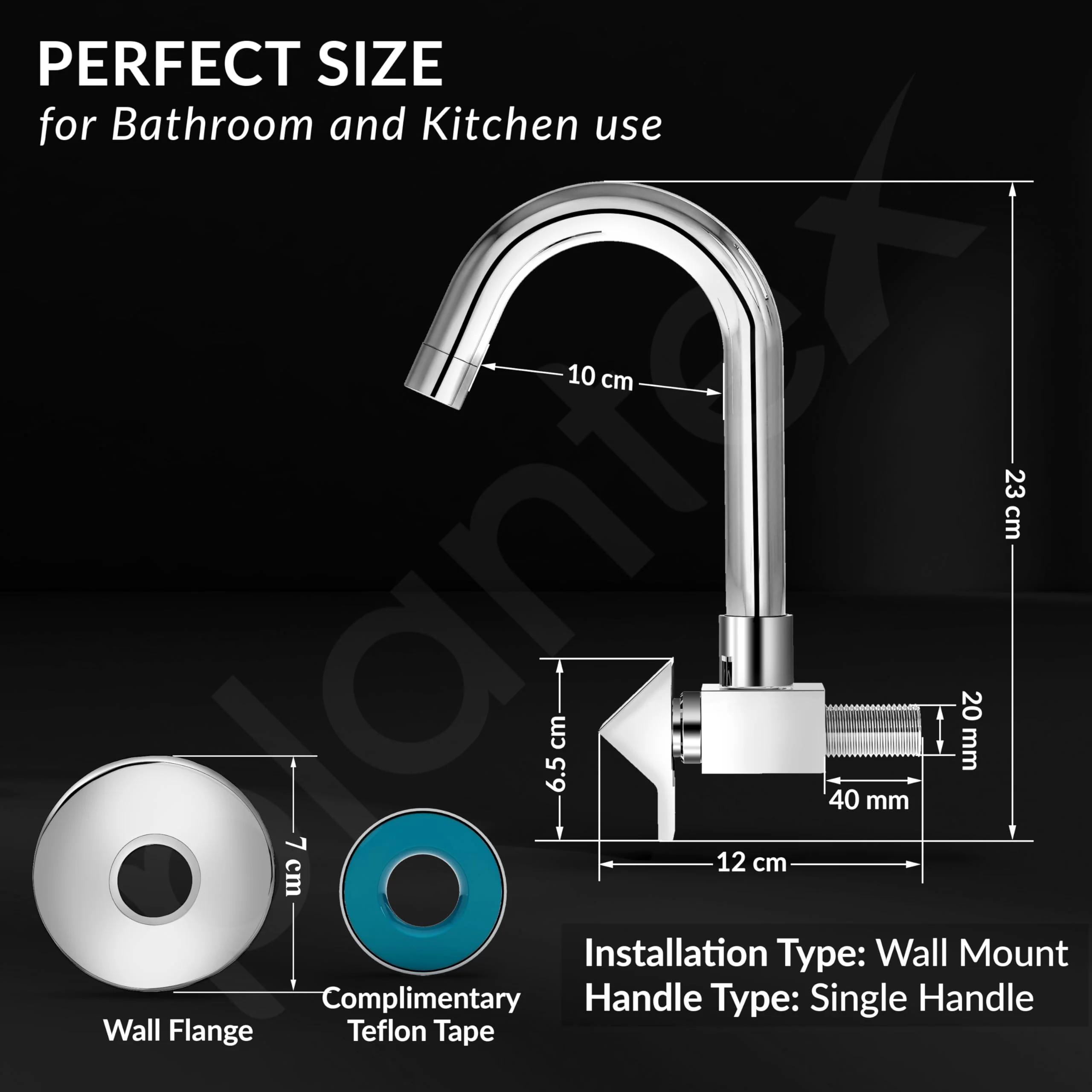 Plantex Kitchen Sink Tap with Water Saving Nozzle/Wall Mount Sink Tap for Kitchen Basin with 360° Swivel Spout-7 Year Warranty by Plantex (PRI-310-Chrome) - Image 4
