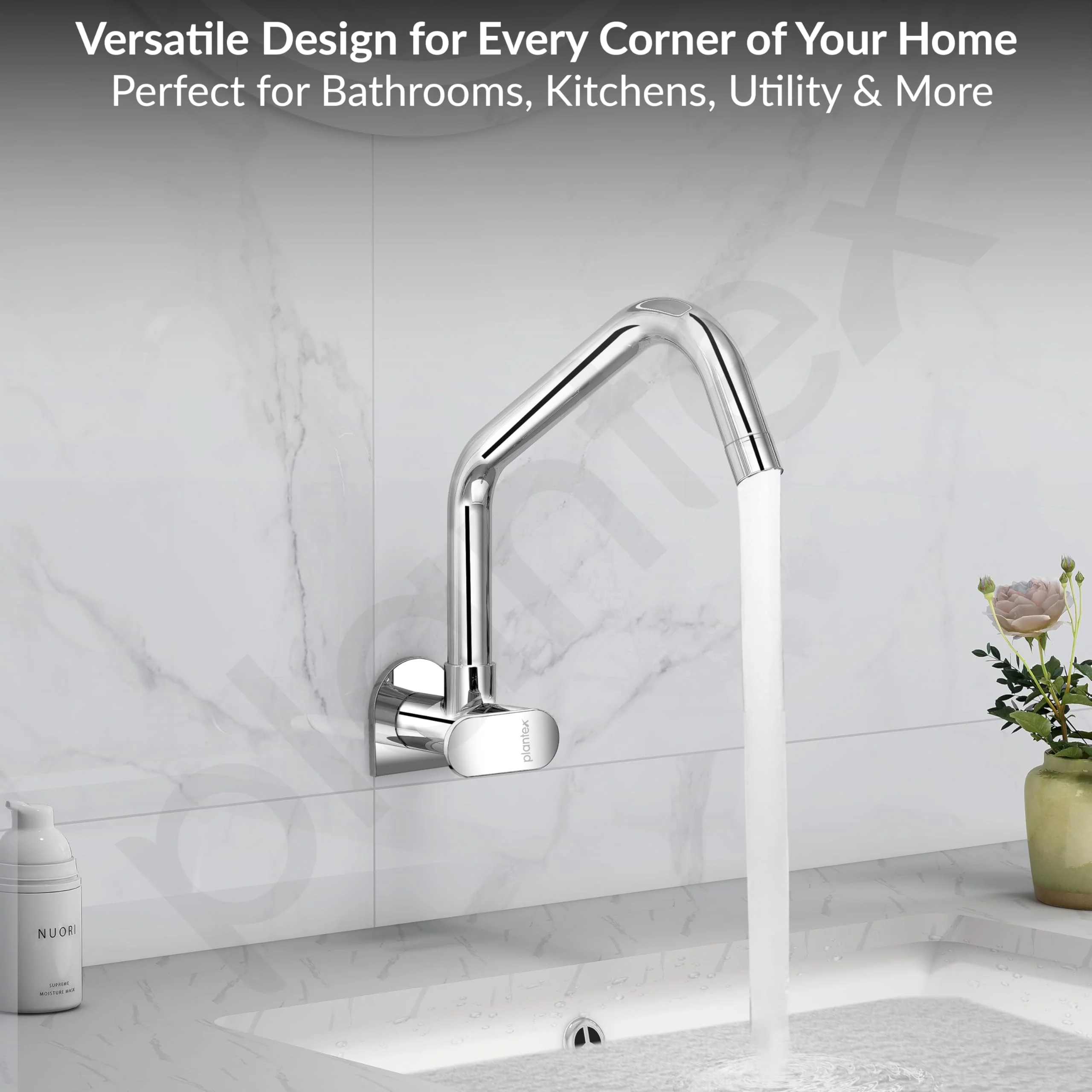 Plantex Kitchen Taps for Home Sink with Water Saving Nozzle for Kitchen Tap/High Arc 360° Swivel Spout for Sink Tap with Brass Wall Flange -7 Year Warranty by Plantex -(ORN-211-Chrome) - Image 7
