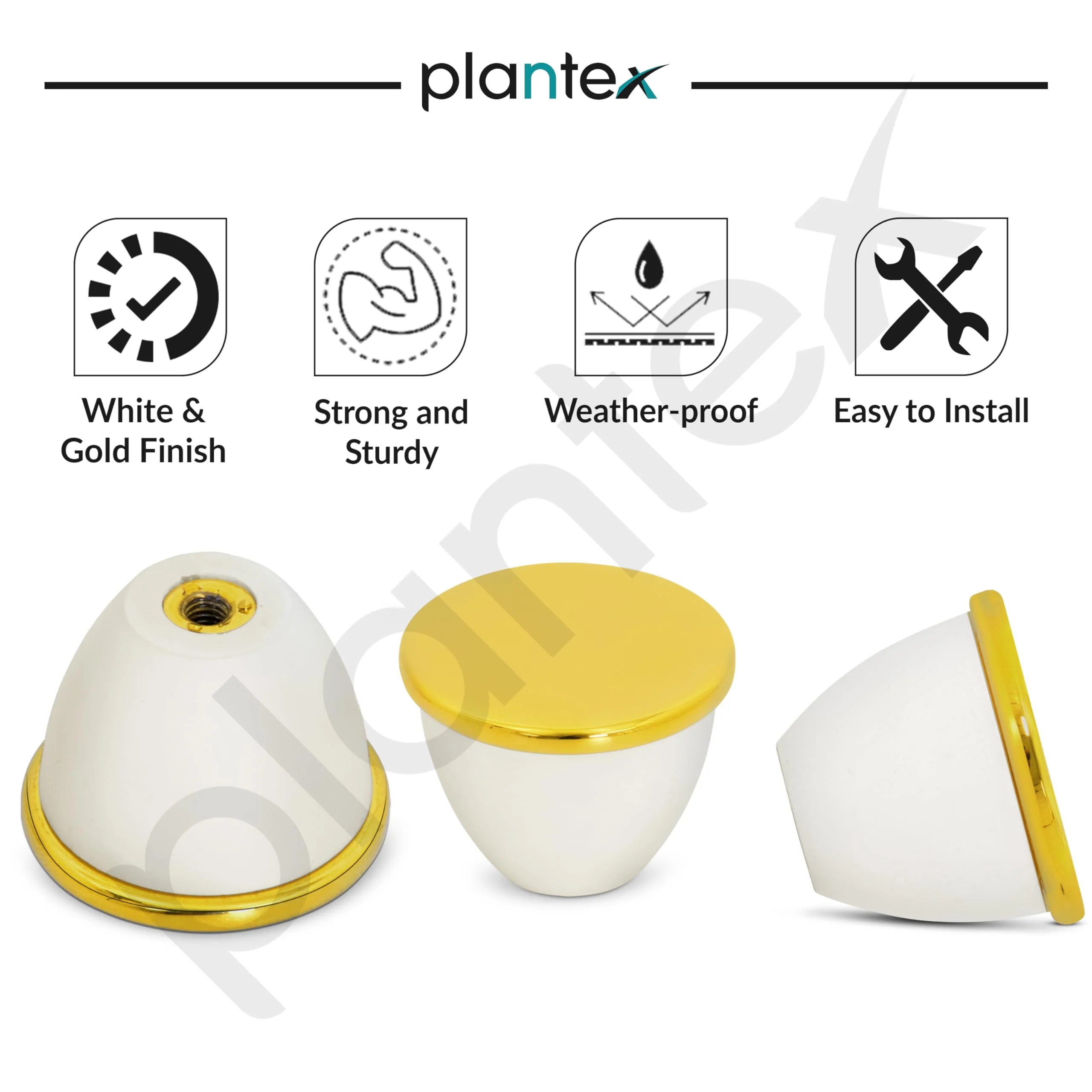 Plantex Knobs for Drawer/Drawer Knobs/Knobs for Cabinets/Pull-Push Knobs for Kitchen/Bedroom Drawer - Pack of 1 (Gold & White) - Image 4
